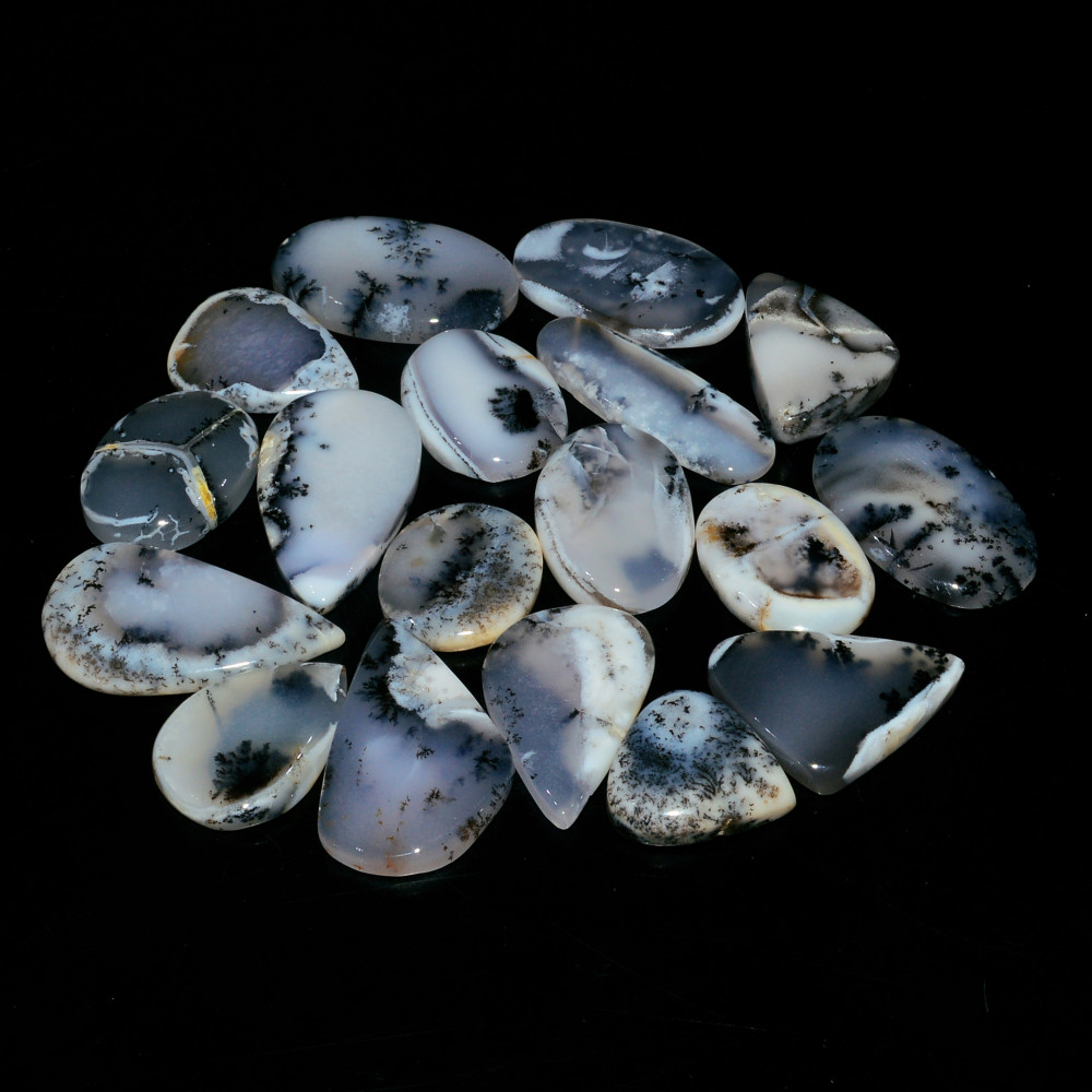 Image of 18 Piece260CtsNatural Dendrite Agate Cabochon Gemstone lot 26x15  16x14mm #19209