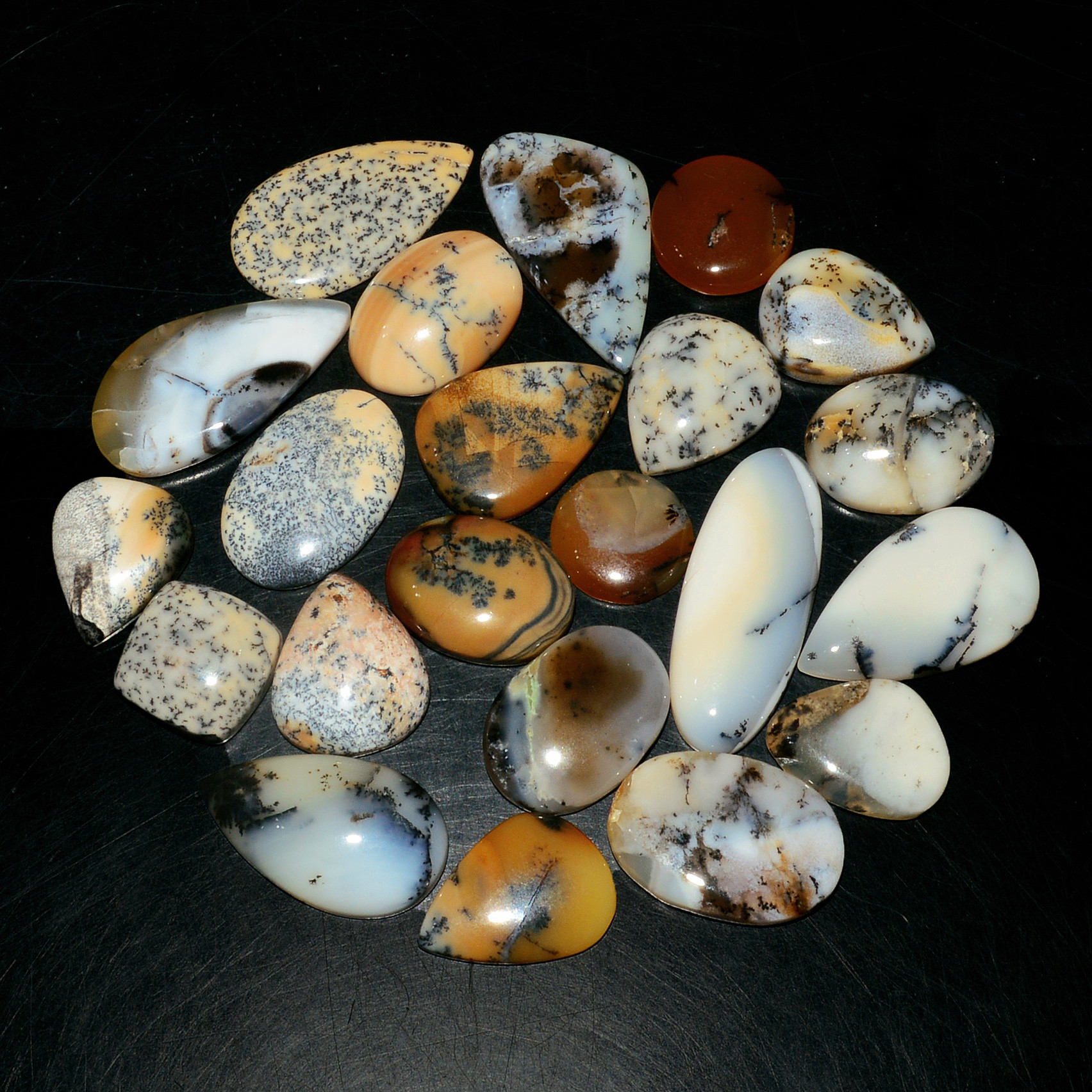 22 Piece211CtsNatural Dendrite Agate Cabochon Gemstone lot 30x10  11xx11mm19210