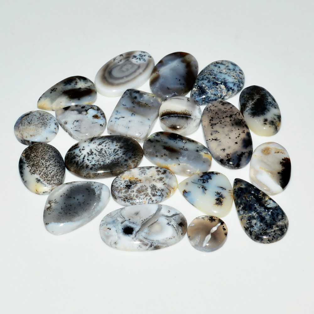 Image of 20 Piece223CtsNatural Dendrite Agate Cabochon Gemstone lot 26x13  10x10mm #19211