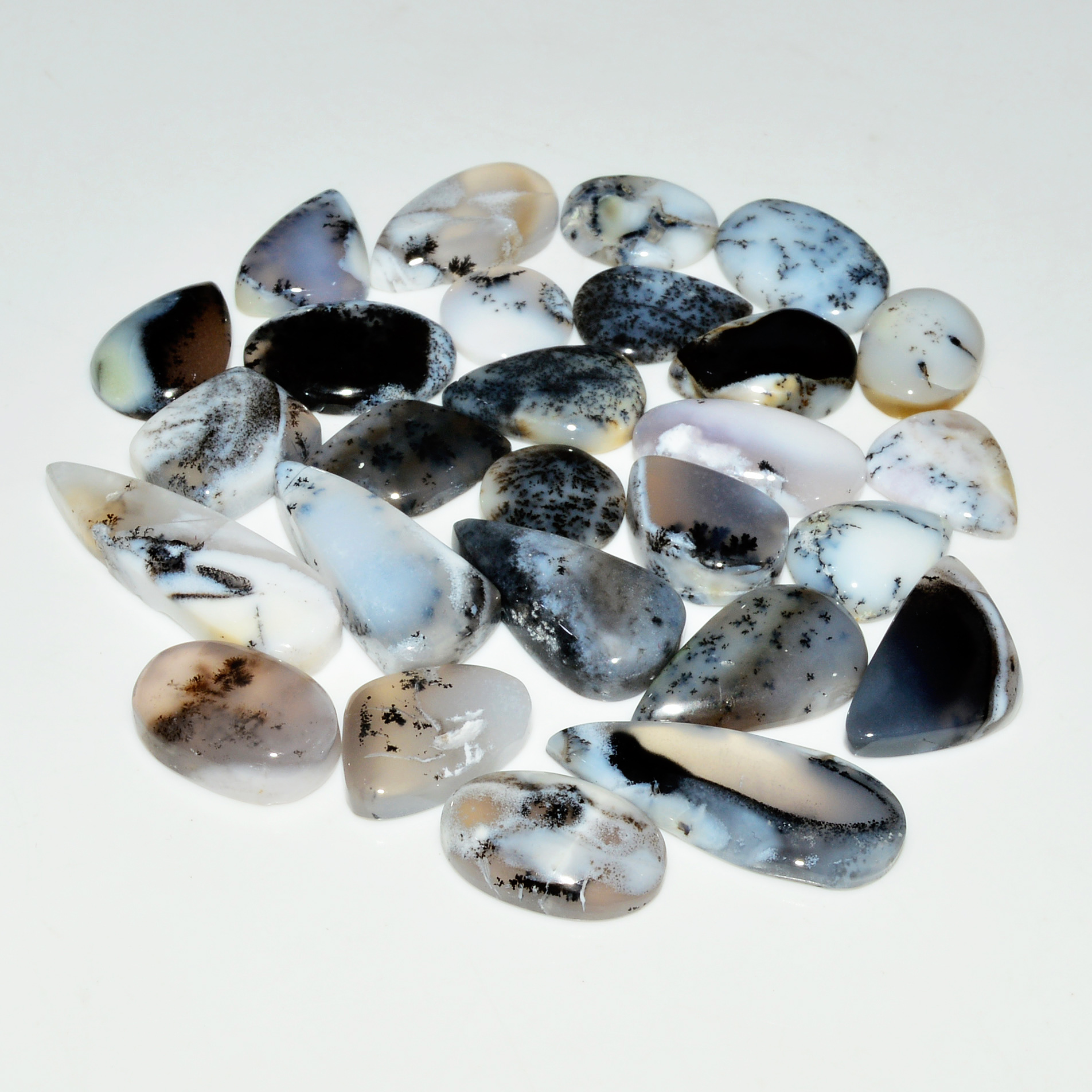 27 Piece210CtsNatural Dendrite Agate Cabochon Gemstone lot 27x10  10x10mm 19213