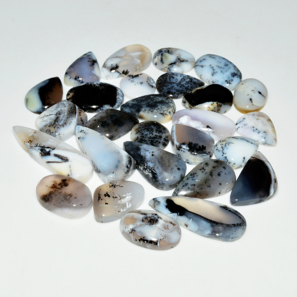 Image of 27 Piece210CtsNatural Dendrite Agate Cabochon Gemstone lot 27x10  10x10mm #19213