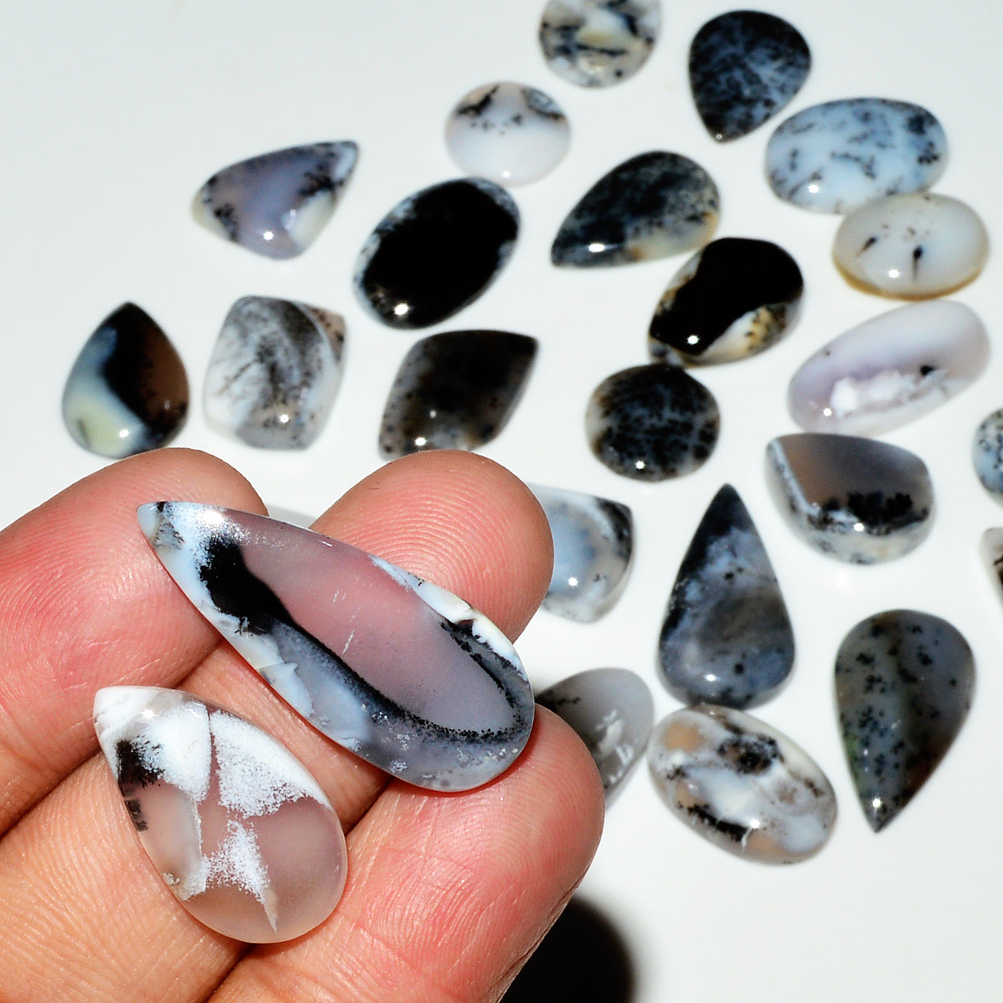 27 Piece210CtsNatural Dendrite Agate Cabochon Gemstone lot 27x10  10x10mm 19213