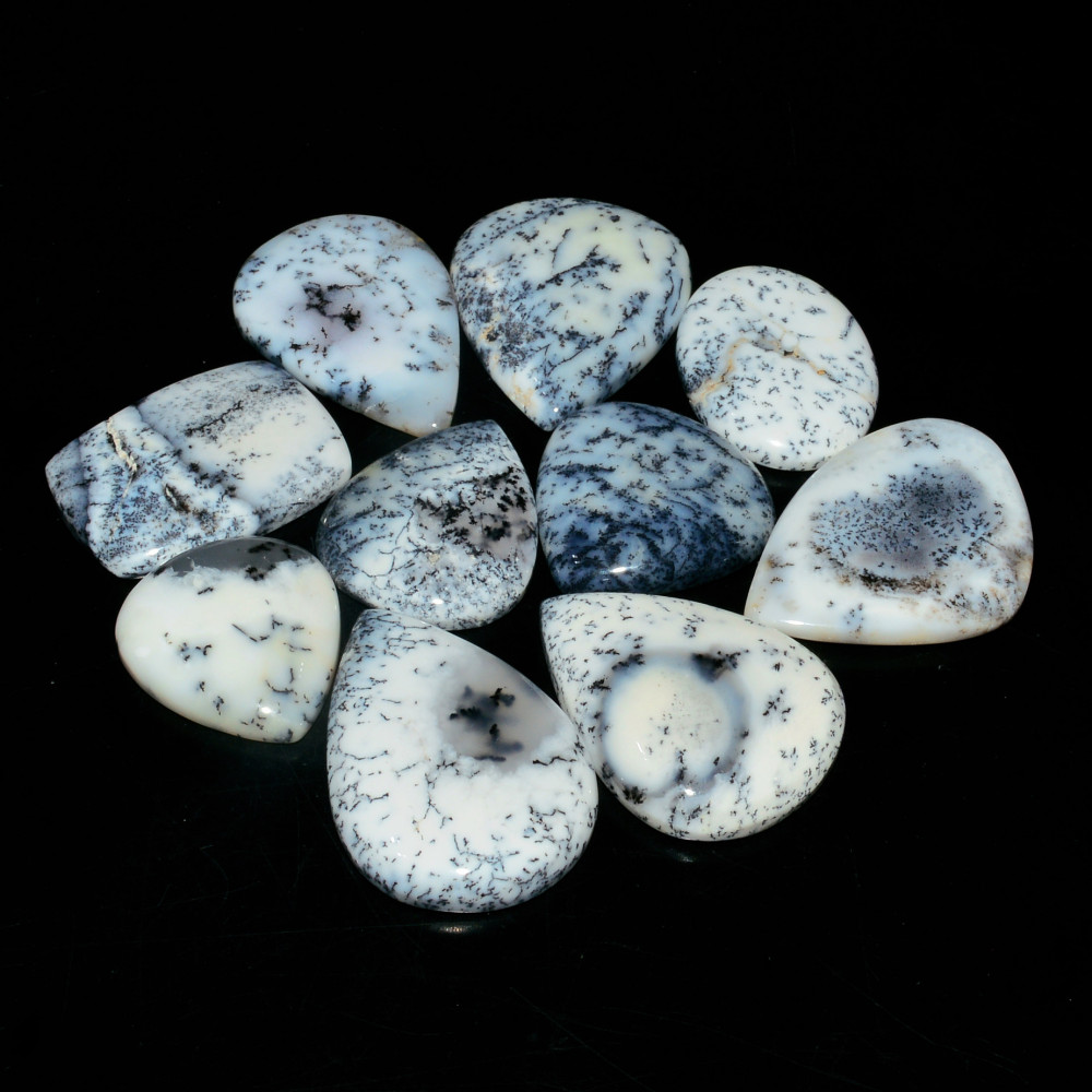 Image of 10 Piece235CtsNatural Dendrite Agate Cabochon Gemstone lot 31x20  23x18mm #19215