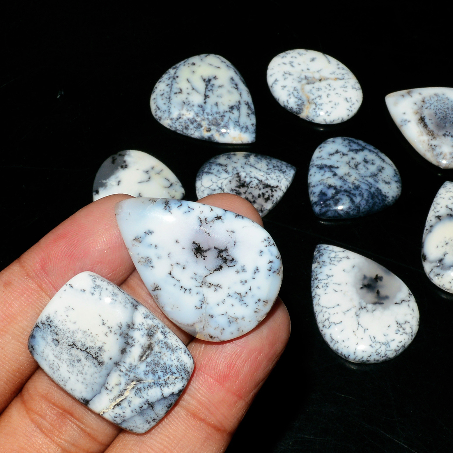 10 Piece235CtsNatural Dendrite Agate Cabochon Gemstone lot 31x20  23x18mm 19215