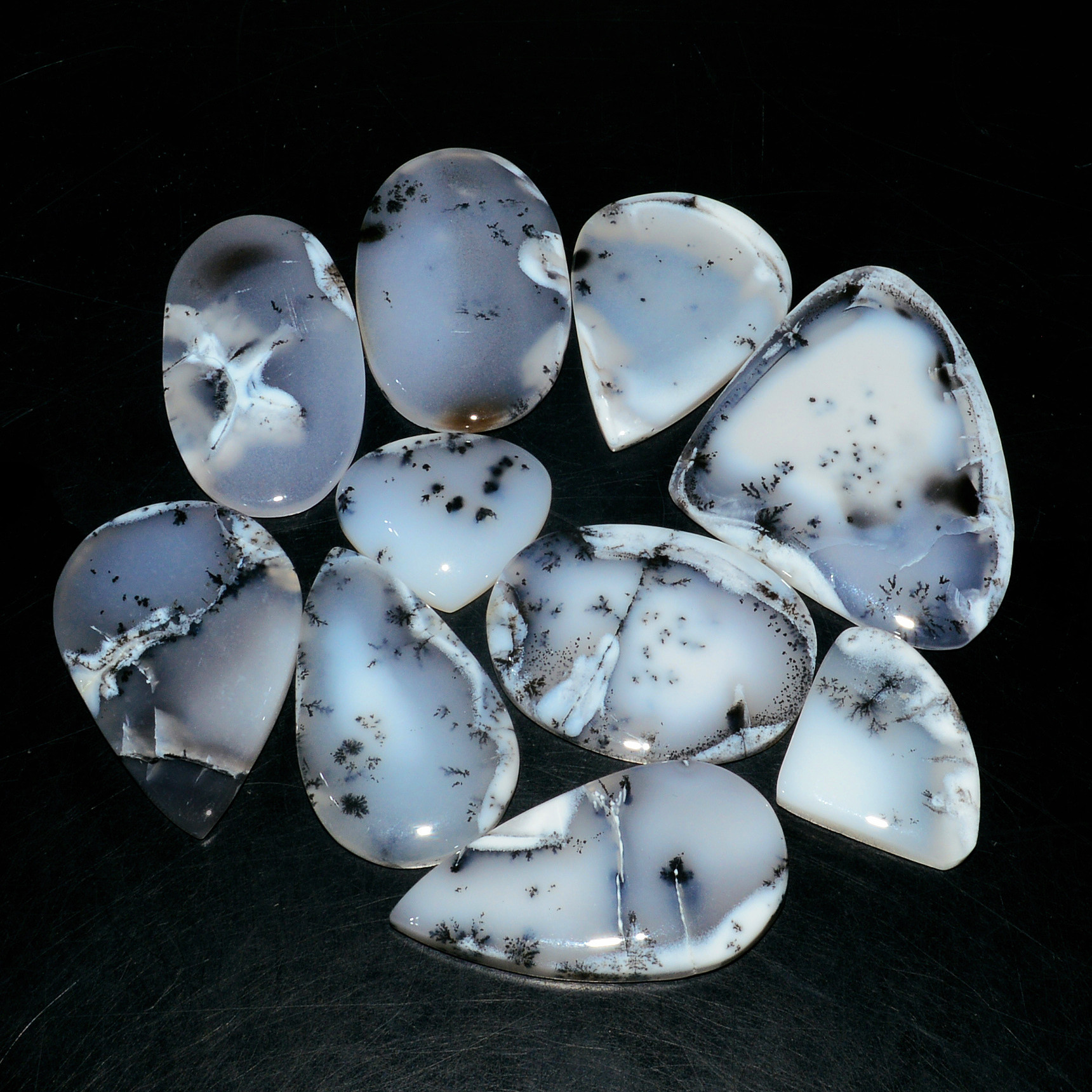 10 Piece327CtsNatural Dendrite Agate Cabochon Gemstone lot 34X22  18X20mm 19217