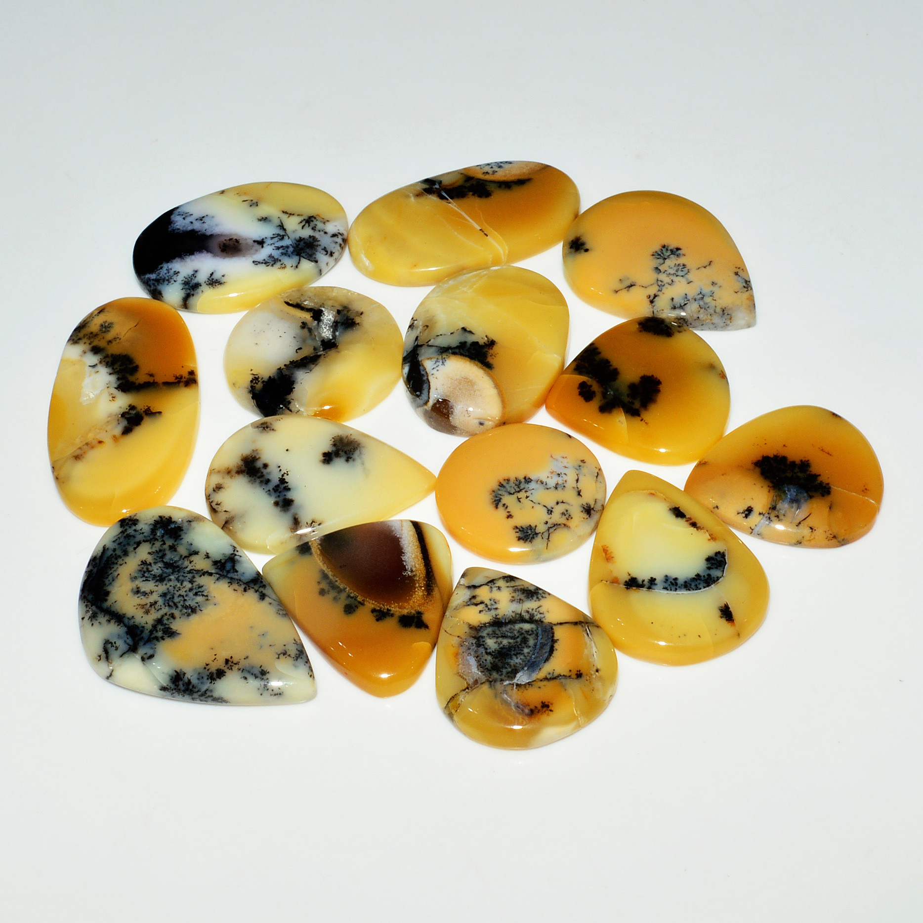14 Piece261CtsNatural Dendrite Agate Cabochon Gemstone lot 35X16 18X18mm 19221