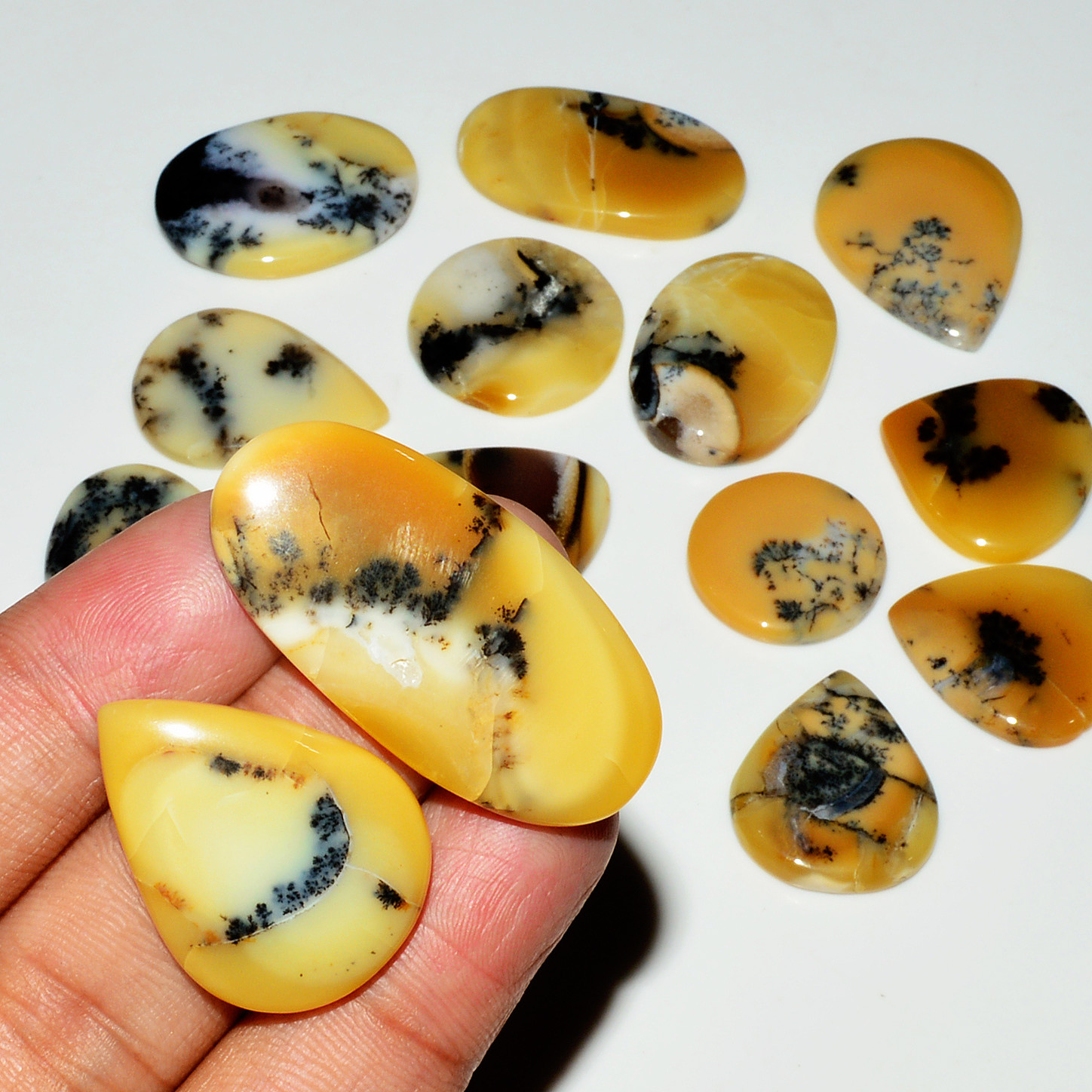 14 Piece261CtsNatural Dendrite Agate Cabochon Gemstone lot 35X16  18X18mm 19221