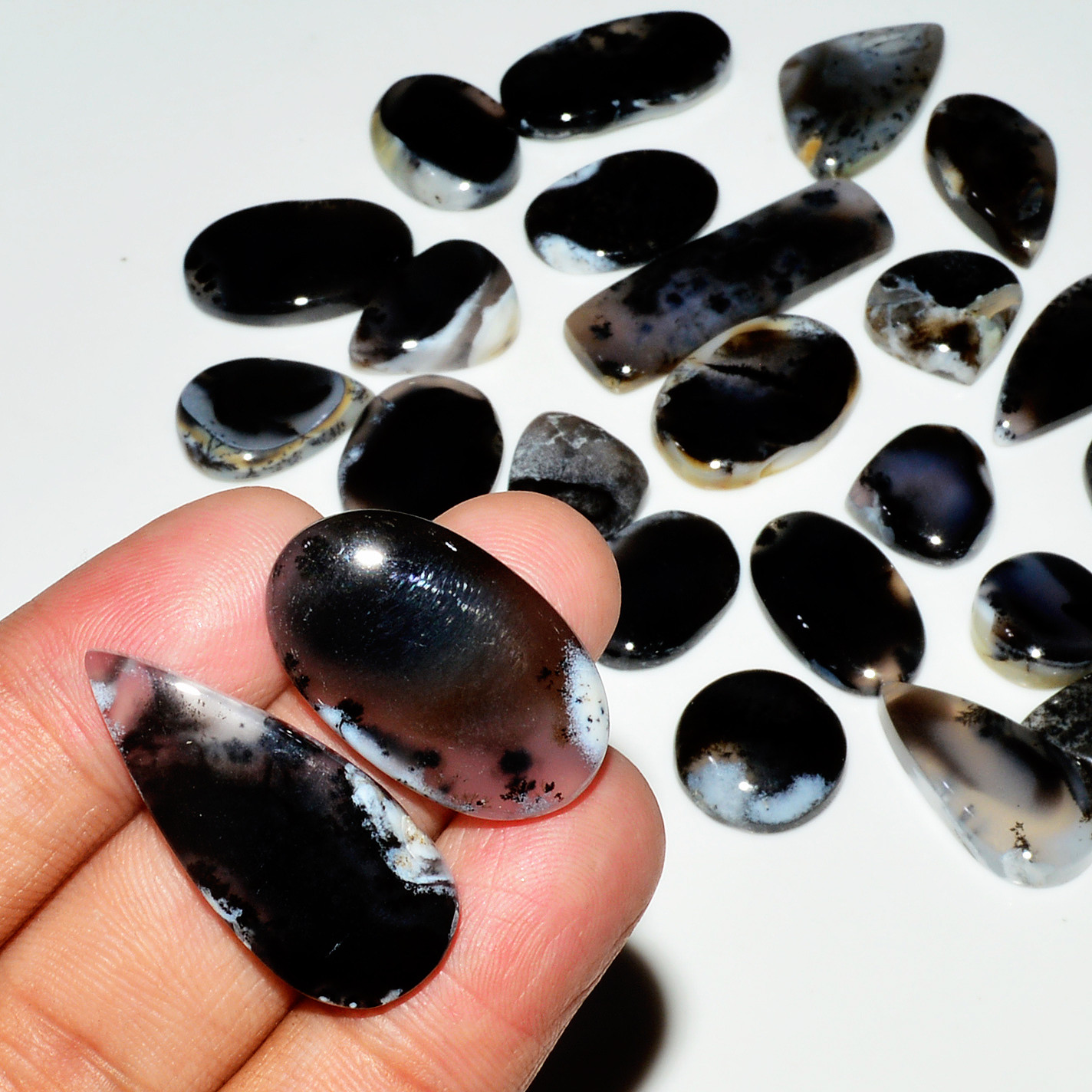 24 Piece281CtsNatural Dendrite Agate Cabochon Gemstone lot 33X8  11X11mm 19226