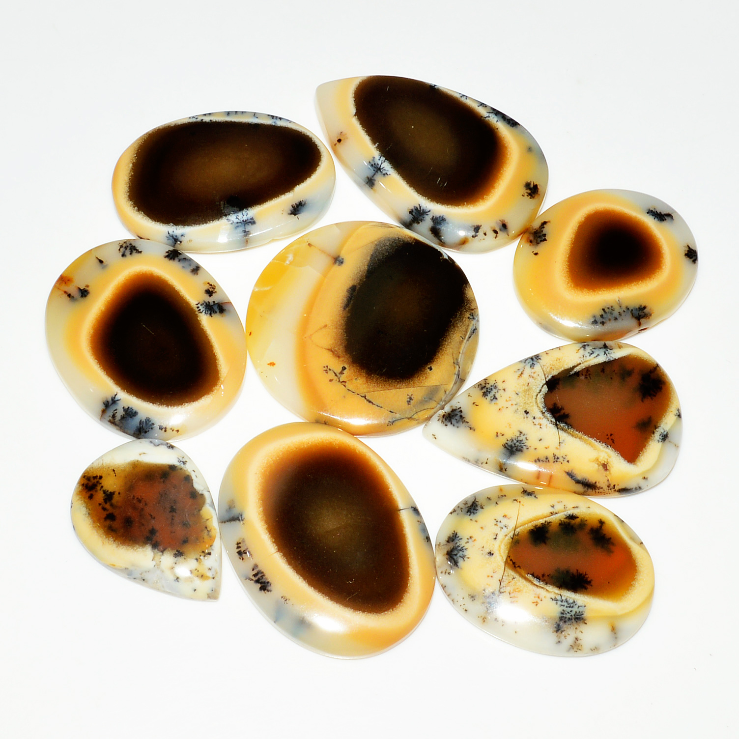 9 Piece313CtsNatural Dendrite Agate Cabochon Gemstone lot 37X22  26X22mm 19227
