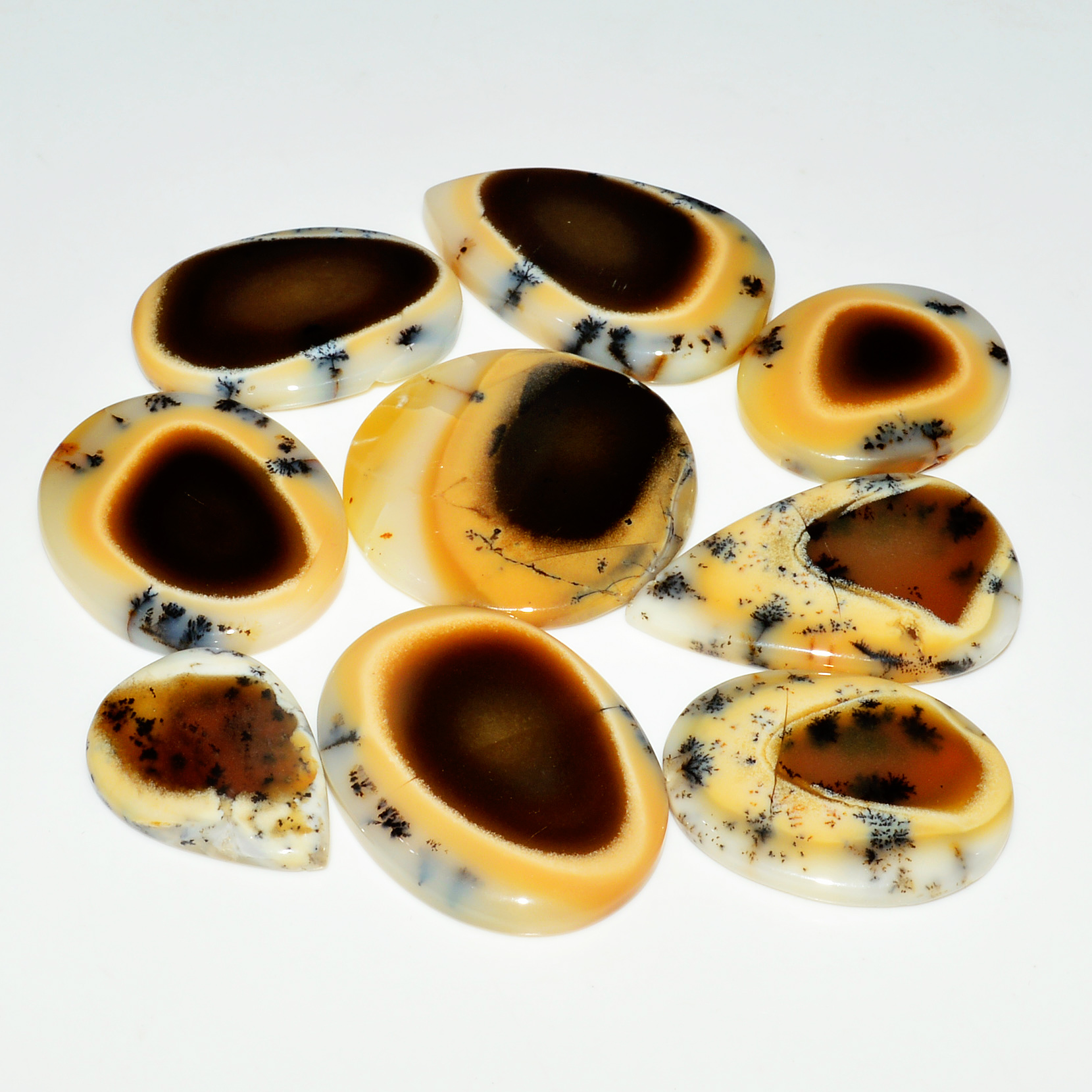 9 Piece313CtsNatural Dendrite Agate Cabochon Gemstone lot 37X22  26X22mm 19227