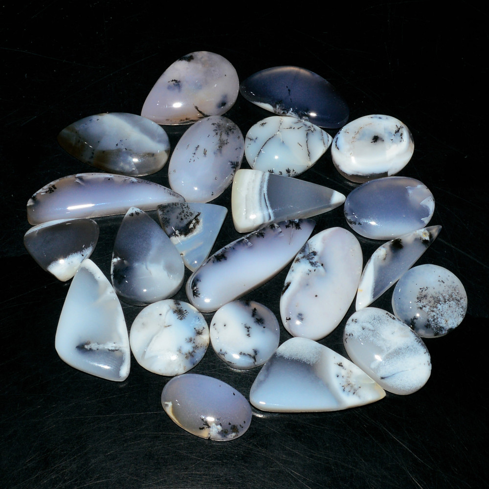 Image of 22 Piece227CtsNatural Dendrite Agate Cabochon Gemstone lot 30X6  11X11mm #19228