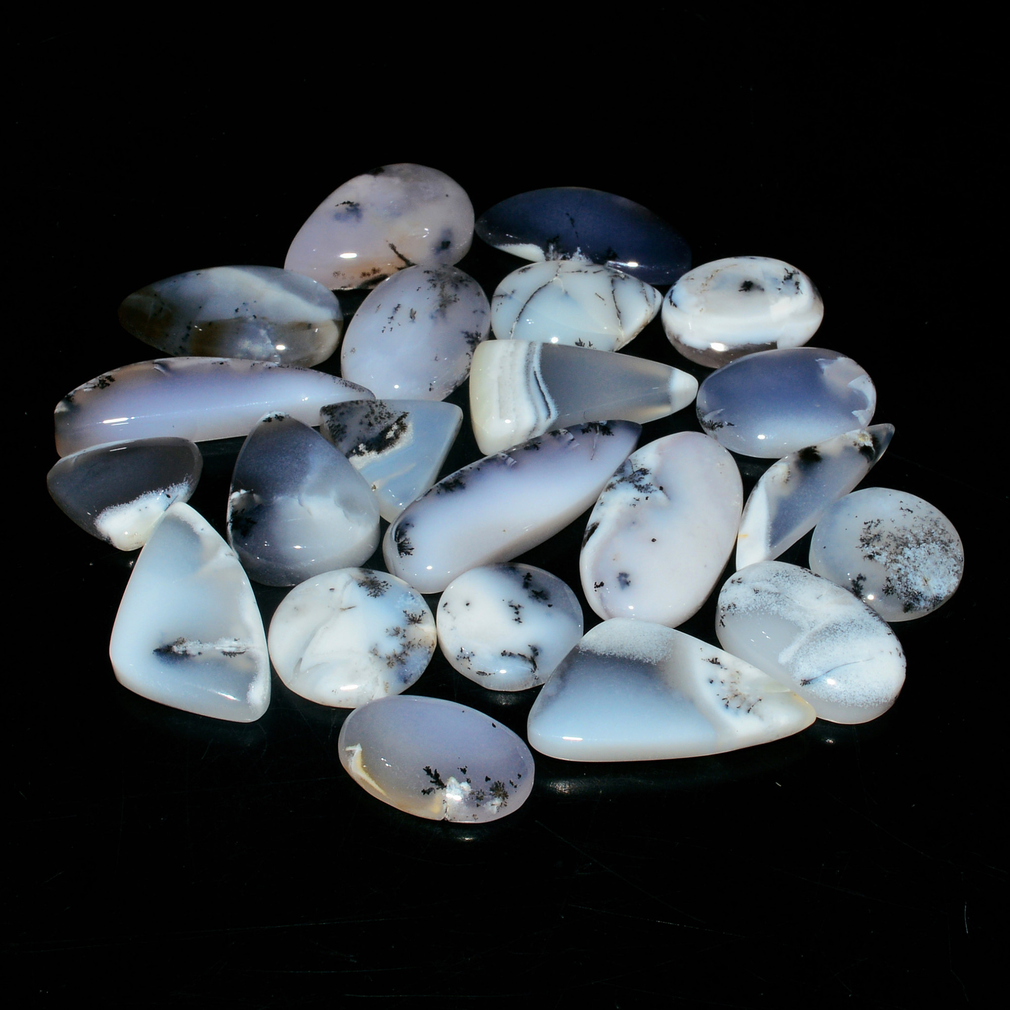 22 Piece227CtsNatural Dendrite Agate Cabochon Gemstone lot 30X6  11X11mm 19228