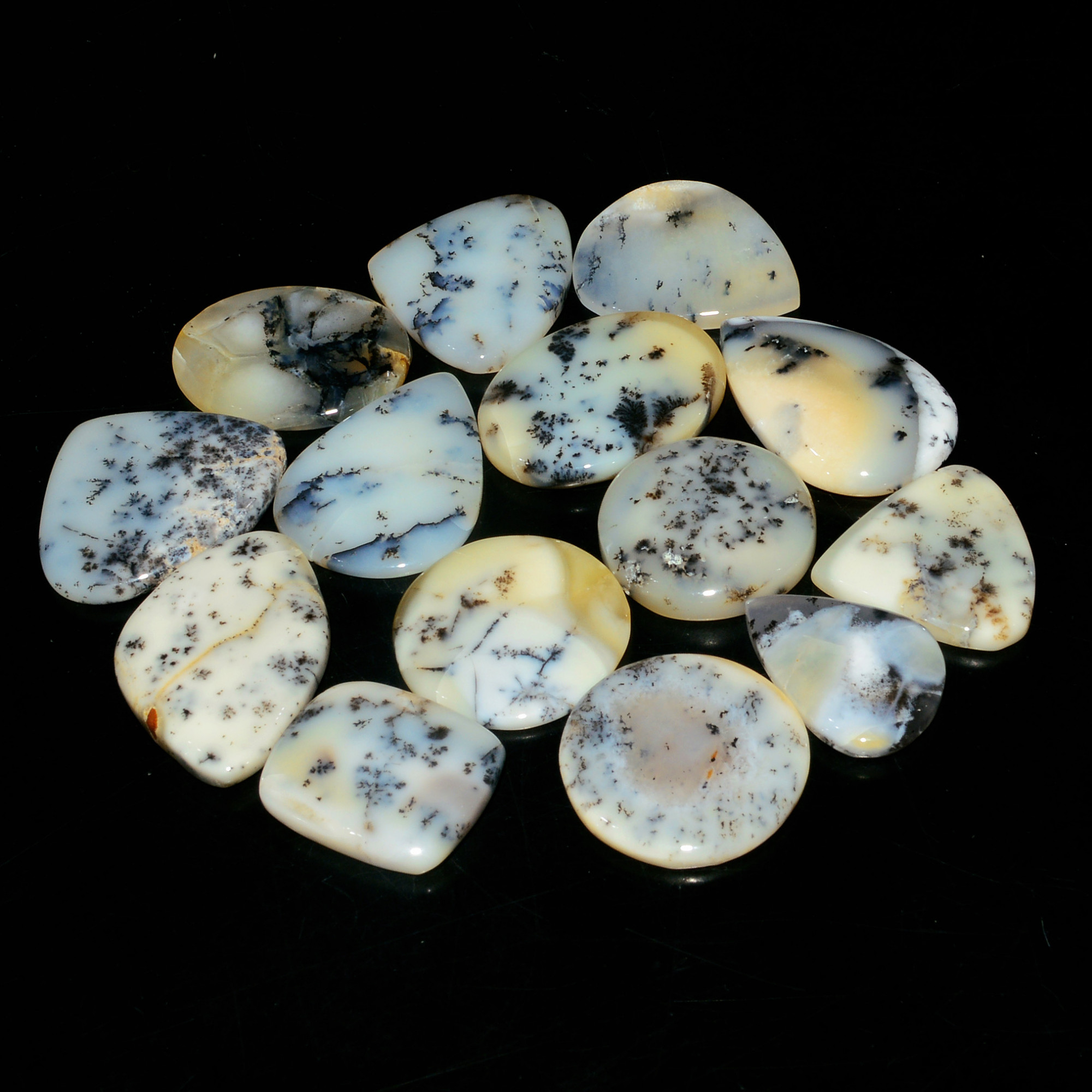 14 Piece266CtsNatural Dendrite Agate Cabochon Gemstone lot 20X18 20X20mm 19229