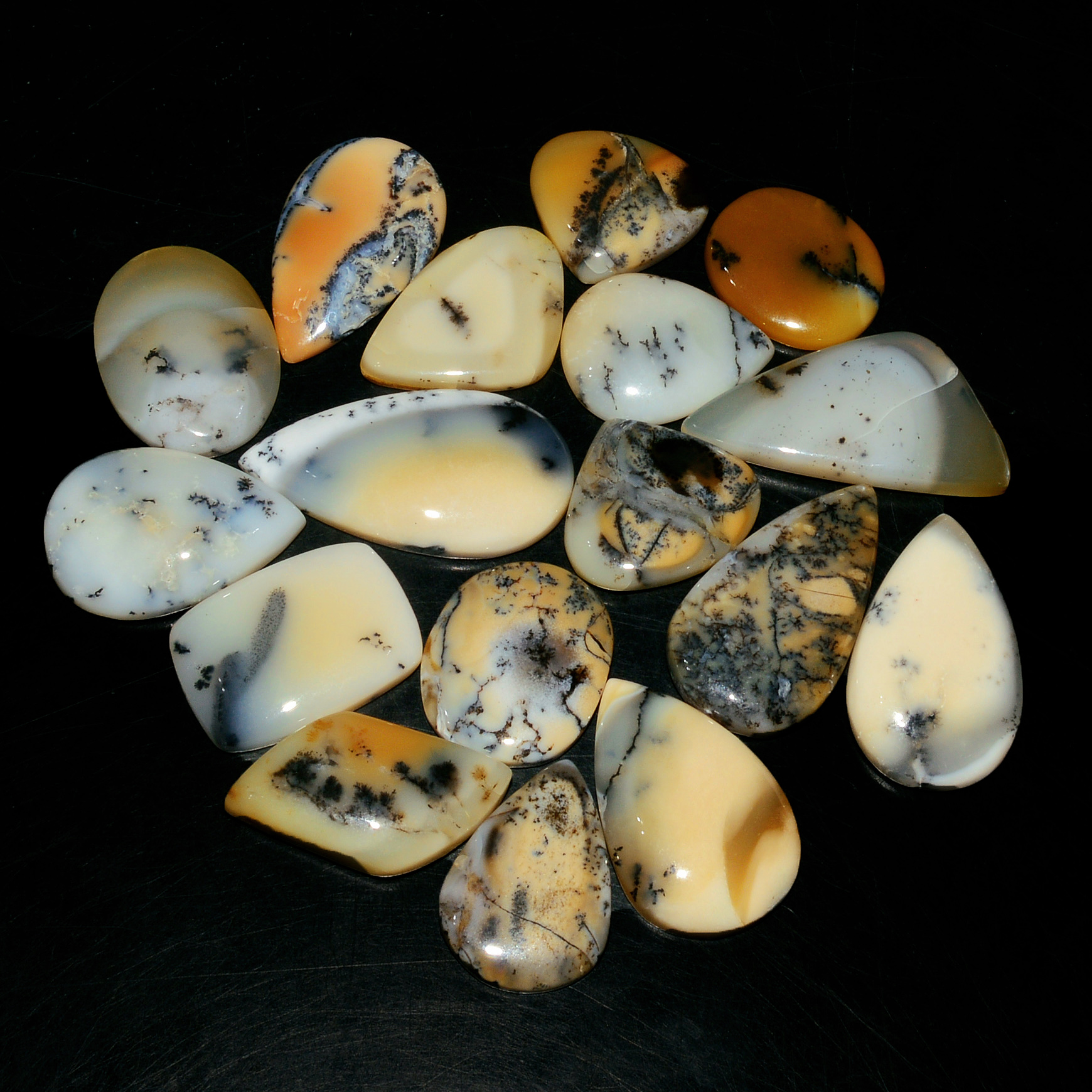 17 Piece230CtsNatural Dendrite Agate Cabochon Gemstone lot 30X15  16X14mm 19232