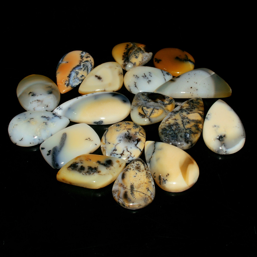 Image of 17 Piece230CtsNatural Dendrite Agate Cabochon Gemstone lot 30X15  16X14mm #19232