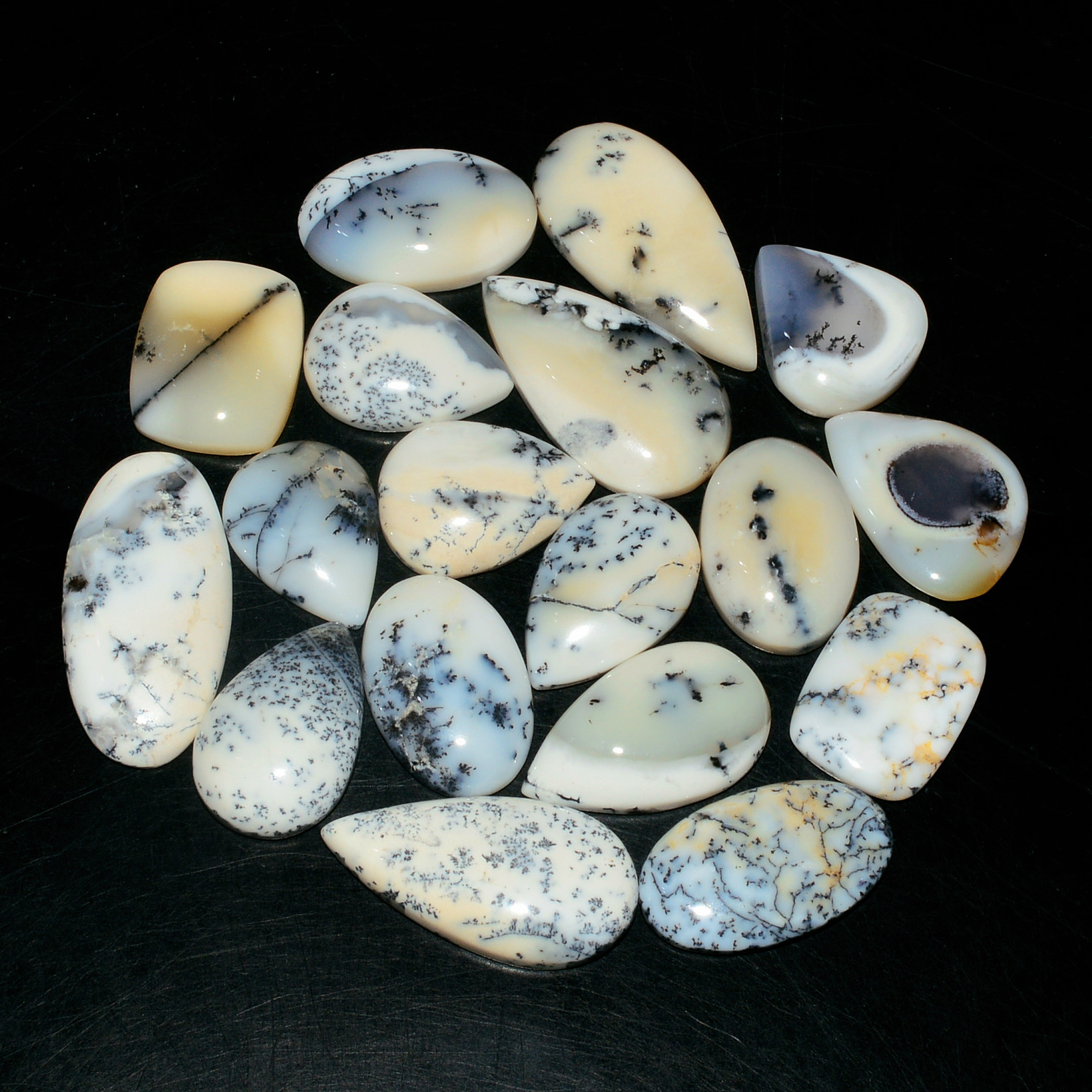 18 Piece205CtsNatural Dendrite Agate Cabochon Gemstone lot 28X13  17X14mm 19233