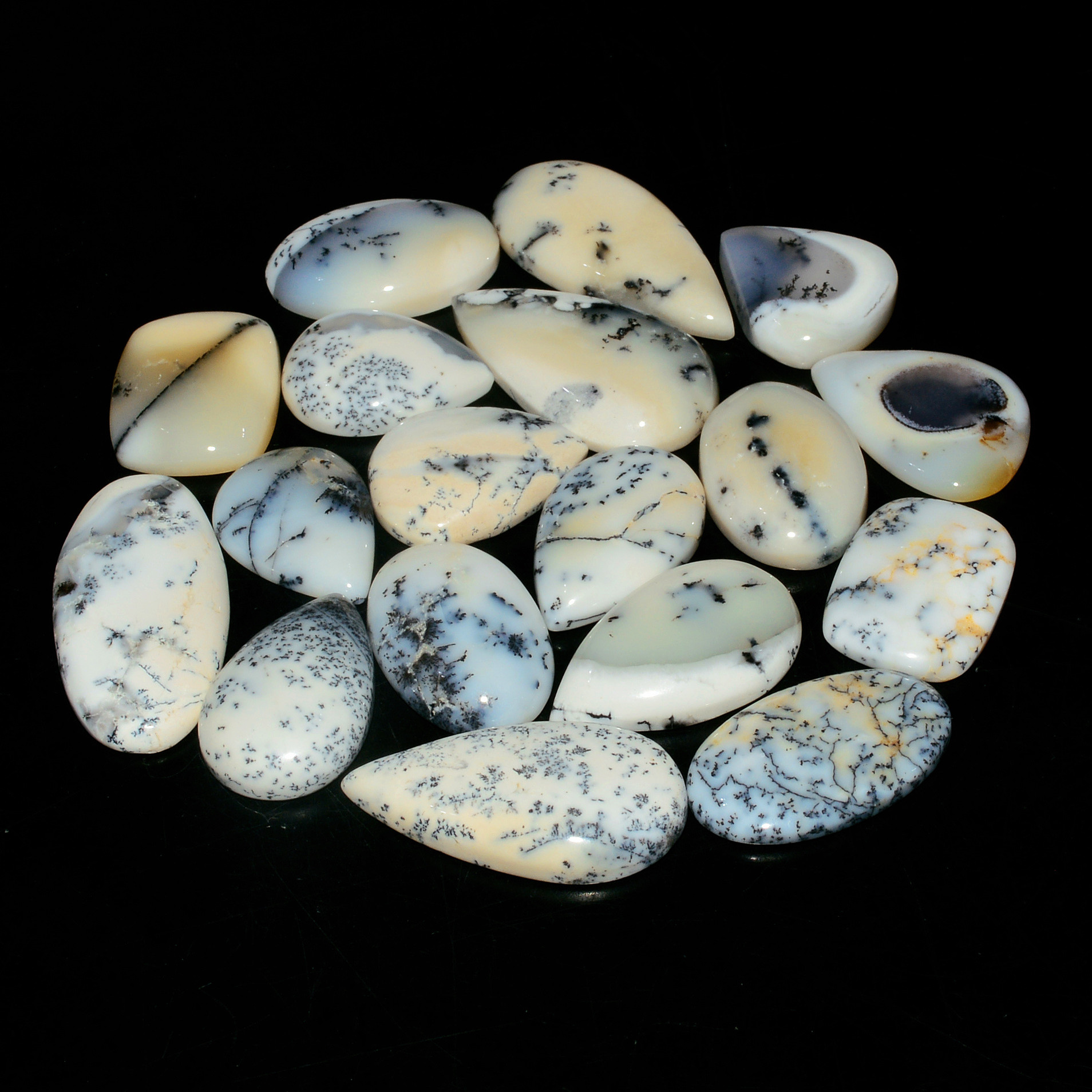 18 Piece205CtsNatural Dendrite Agate Cabochon Gemstone lot 28X13  17X14mm 19233
