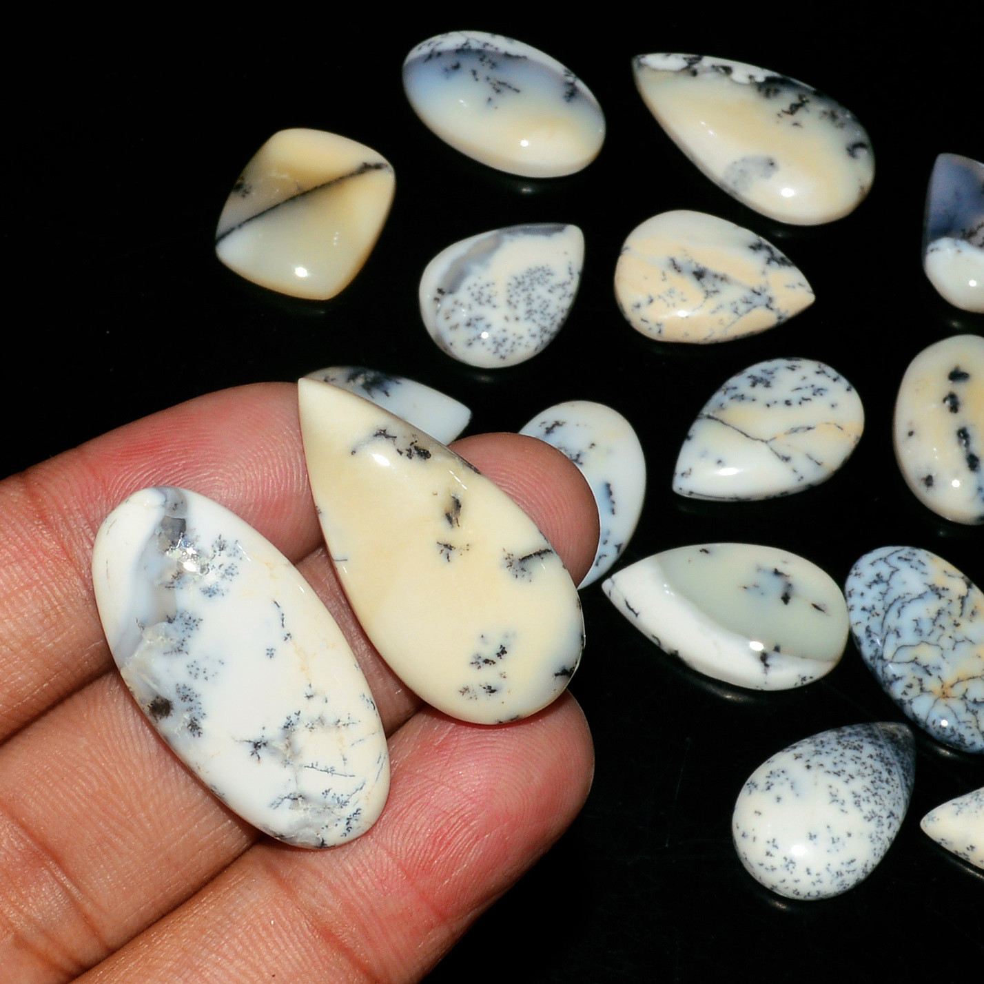 18 Piece205CtsNatural Dendrite Agate Cabochon Gemstone lot 28X13  17X14mm 19233