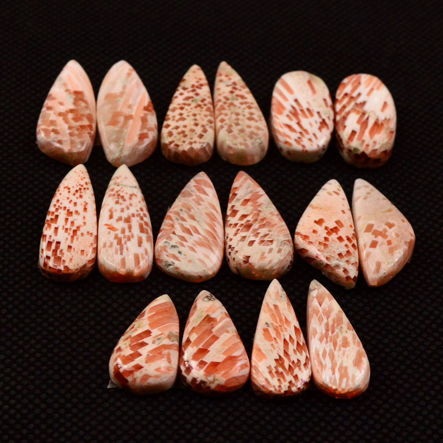 8 Pairs 101Cts Natural Pink Scolecite Cabochons Pairs lot for Silver Jewelry Making  22x6 16x8mm 19235