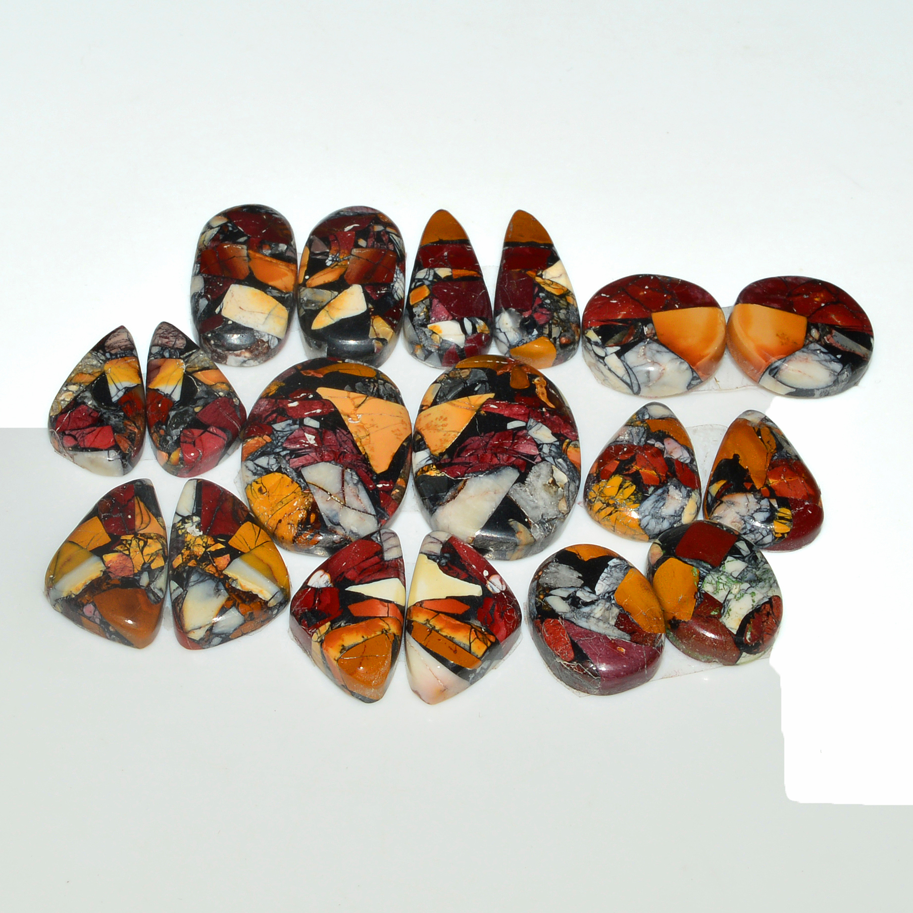 9 Pairs 138Cts Natural Mookaite Composite Gemstone Cabochon Pairs for Jewelry Making 22x14 12x12mm 19278