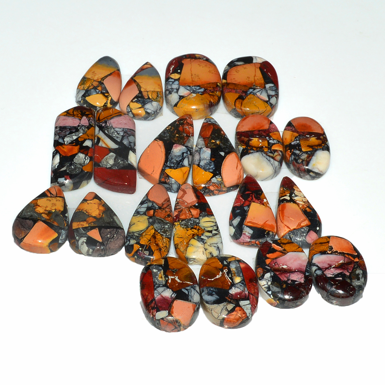10 Pairs 144Cts Natural Mookaite Composite Gemstone Cabochon Pairs for Jewelry Making 21x6 15x8mm 19282
