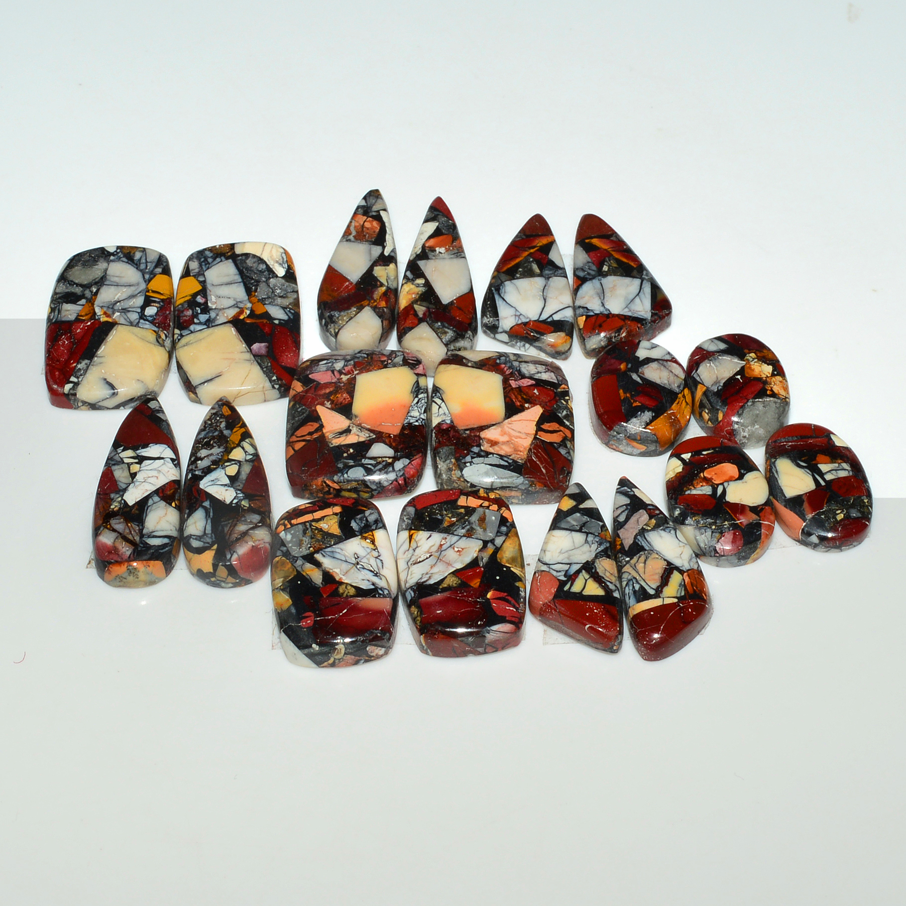 9 Pairs 183Cts Natural Mookaite Composite Gemstone Cabochon Pairs for Jewelry Making 22x12 12x8mm 19283