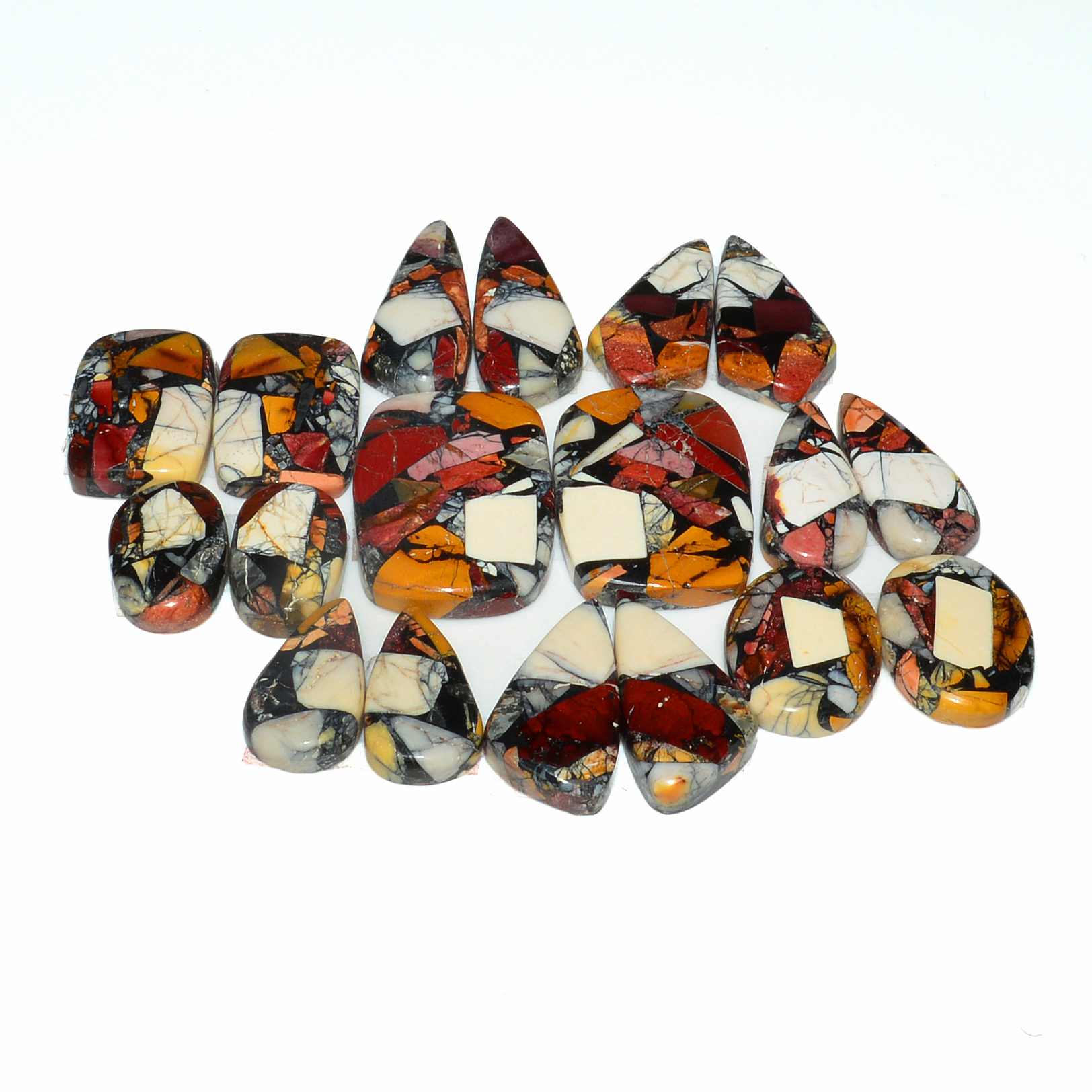 9 Pairs 145Cts Natural Mookaite Composite Gemstone Cabochon Pairs for Jewelry Making 22x15 x13x8mm 19285