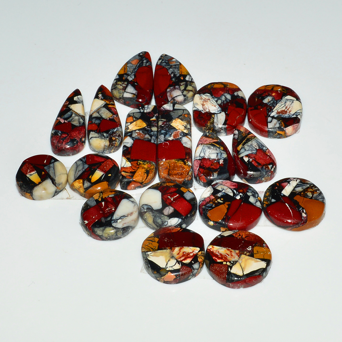 9 Pairs 156Cts Natural Mookaite Composite Gemstone Cabochon Pairs for Jewelry Making 26x8 11x11mm 19286