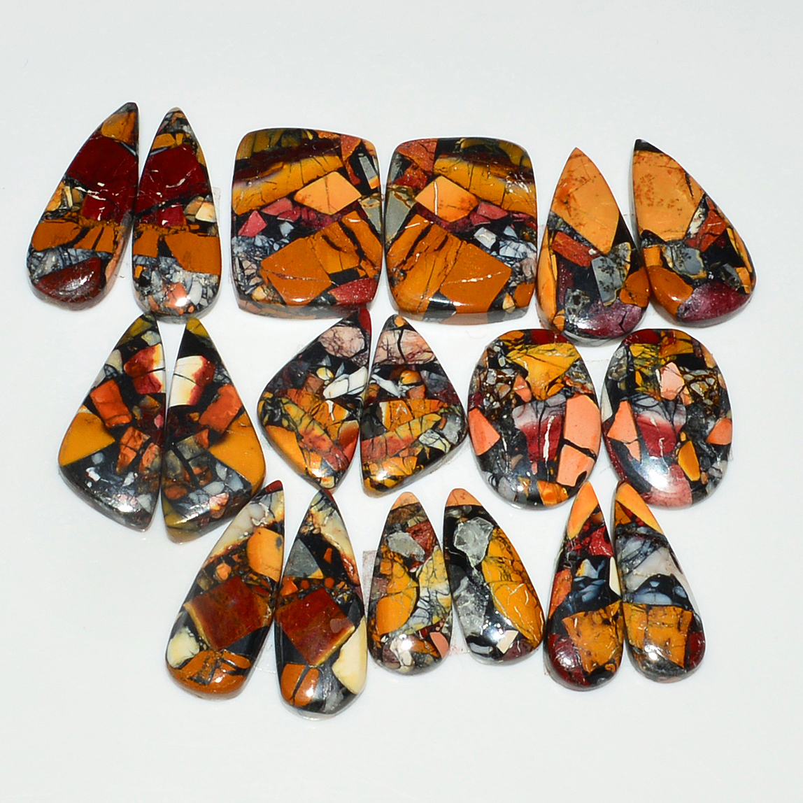 9 Pairs 135Cts Natural Mookaite Composite Gemstone Cabochon Pairs for Jewelry Making 18x14 16x11mm 19287