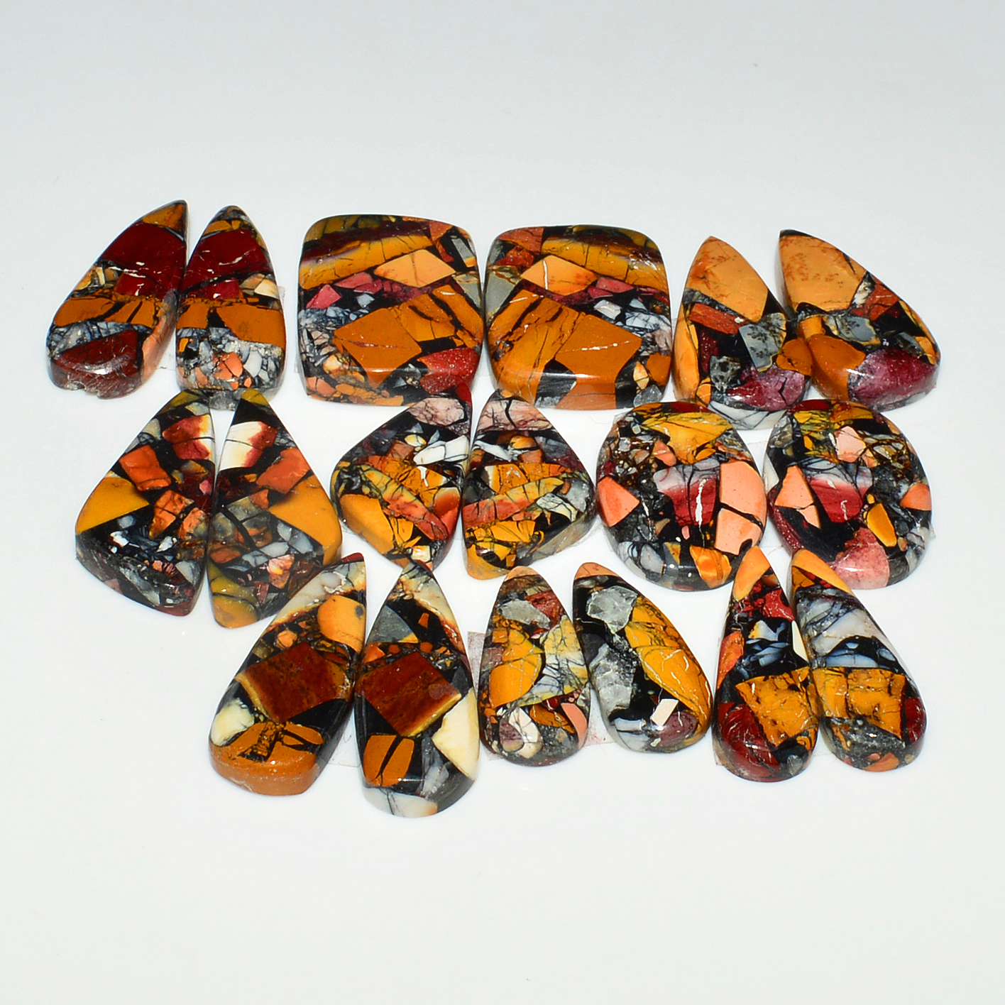 9 Pairs 135Cts Natural Mookaite Composite Gemstone Cabochon Pairs for Jewelry Making 18x14 16x11mm 19287