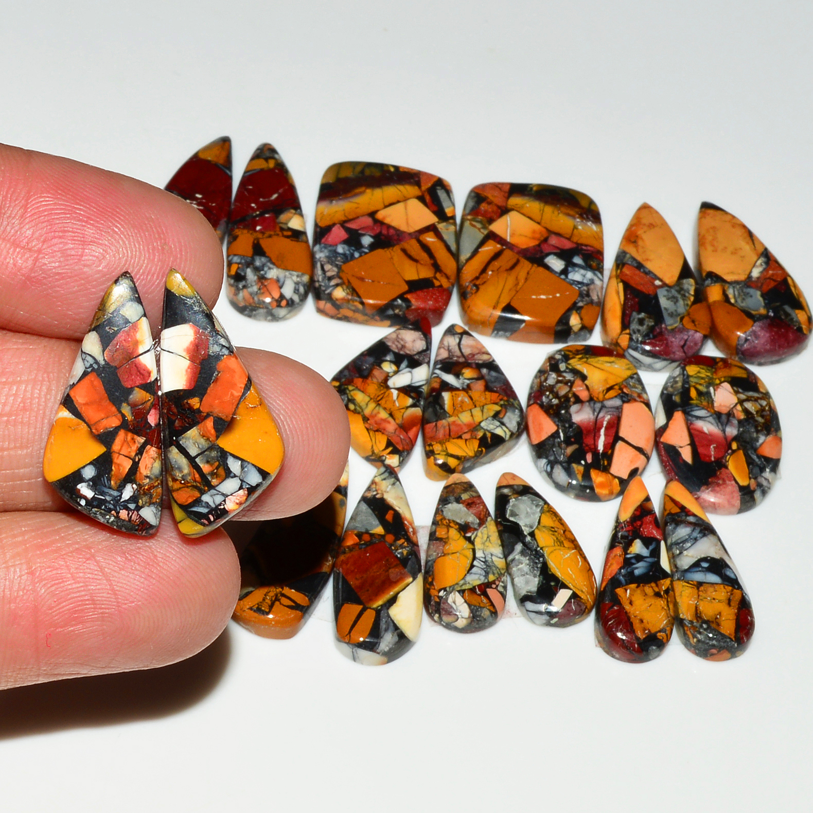 9 Pairs 135Cts Natural Mookaite Composite Gemstone Cabochon Pairs for Jewelry Making 18x14 16x11mm 19287