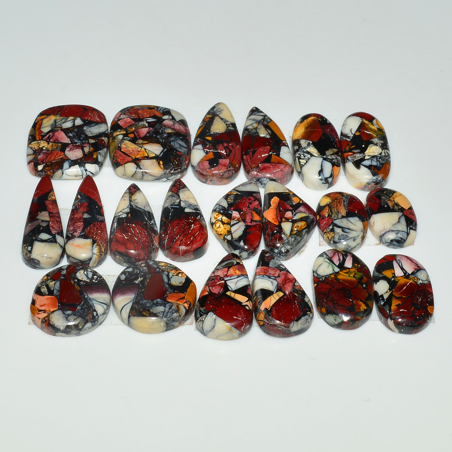 10 Pairs 145Cts Natural Mookaite Composite Gemstone Cabochon Pairs for Jewelry Making 20x5 12x6mm 19298