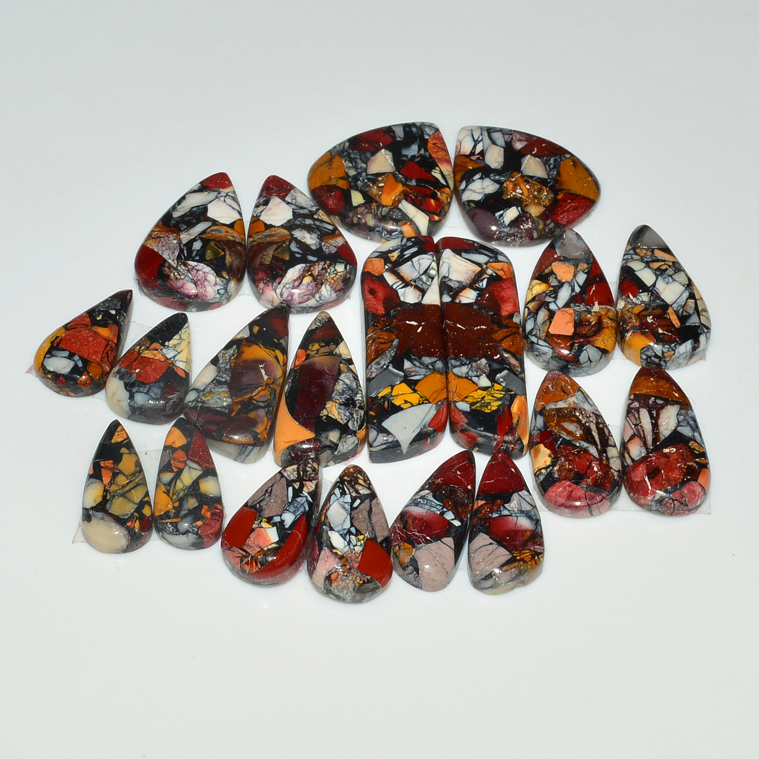 10 Pairs 137Cts Natural Mookaite Composite Gemstone Cabochon Pairs for Jewelry Making 28x6 12x7mm 19304