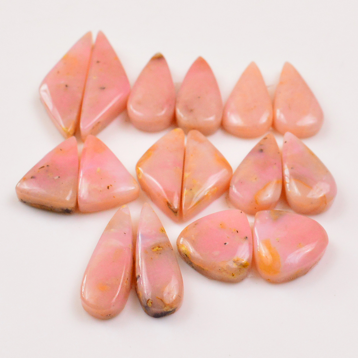8 Pairs 111Cts Natural Pink Opal Pairs Wholesale Lot Cabochon Loose Gemstone For Jewelry Mixed Shapes 29x8 13x13mm 19340