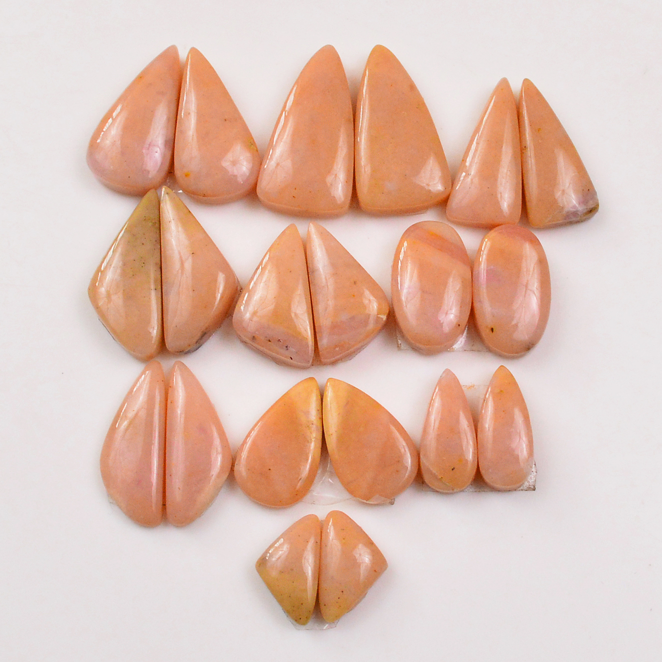 10 Pairs 83Cts Natural Pink Opal Pairs Wholesale Lot Cabochon Loose Gemstone For Jewelry Mixed Shapes 21x11 12x8mm 19356