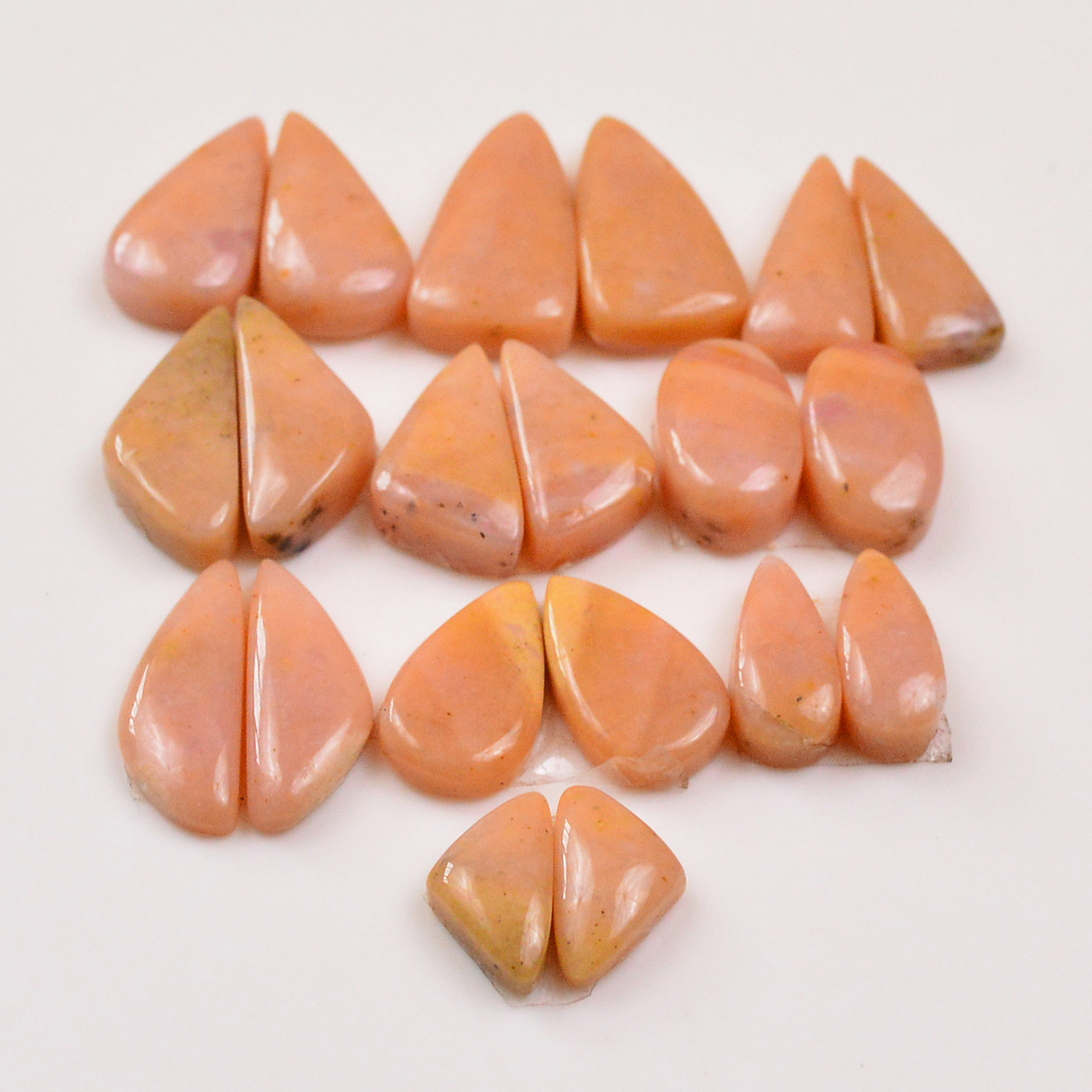 10 Pairs 83Cts Natural Pink Opal Pairs Wholesale Lot Cabochon Loose Gemstone For Jewelry Mixed Shapes 21x11 12x8mm 19356