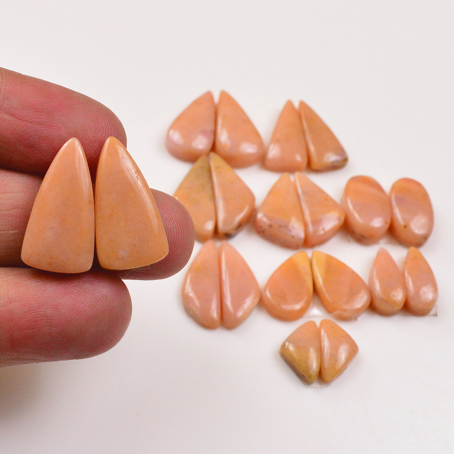 10 Pairs 83Cts Natural Pink Opal Pairs Wholesale Lot Cabochon Loose Gemstone For Jewelry Mixed Shapes 21x11 12x8mm 19356