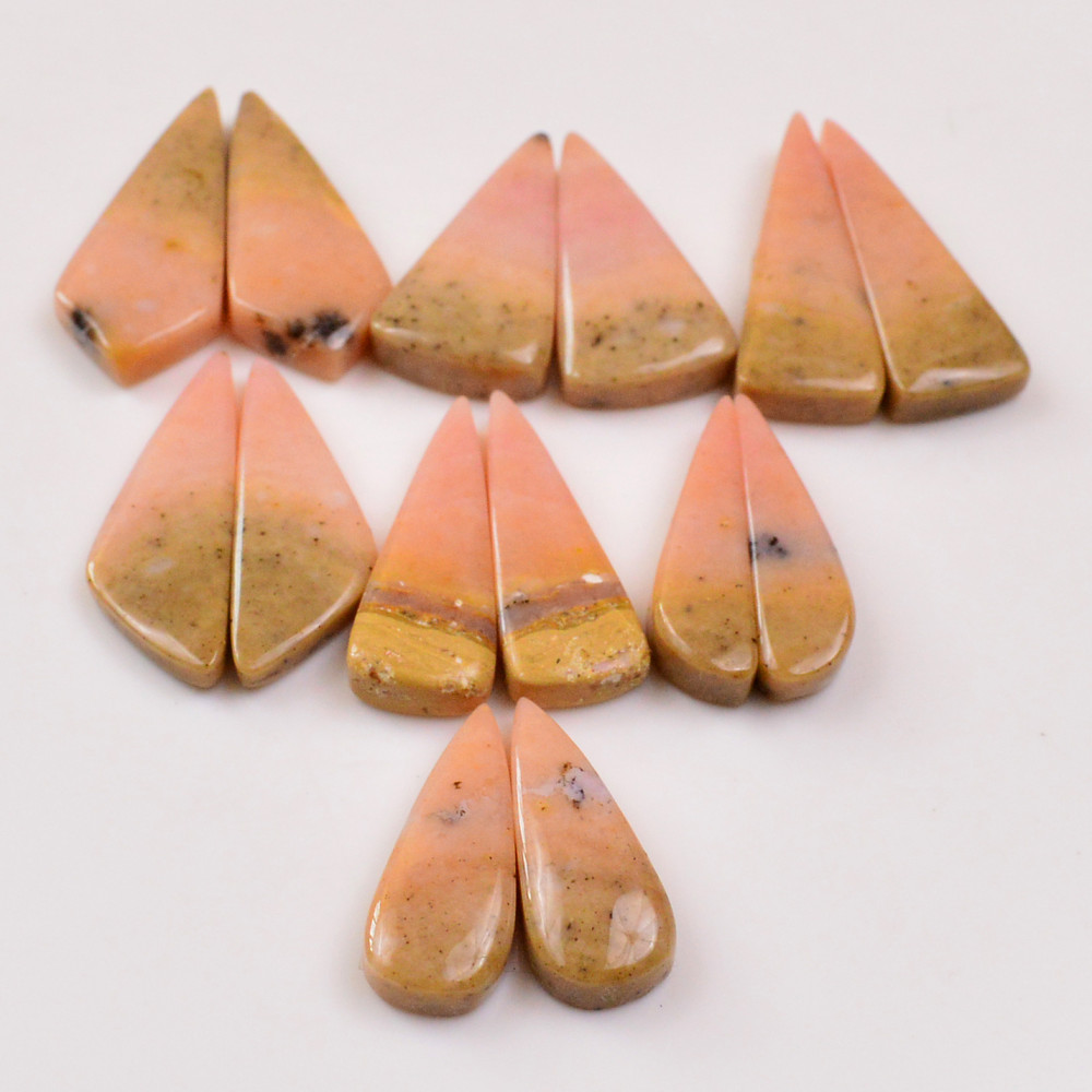 Image of 7 Pairs 150Cts Natural Pink Opal Pairs Wholesale Lot Cabochon Loose Gemstone For Jewelry, Mixed Shapes 32x14 25x10mm #19365