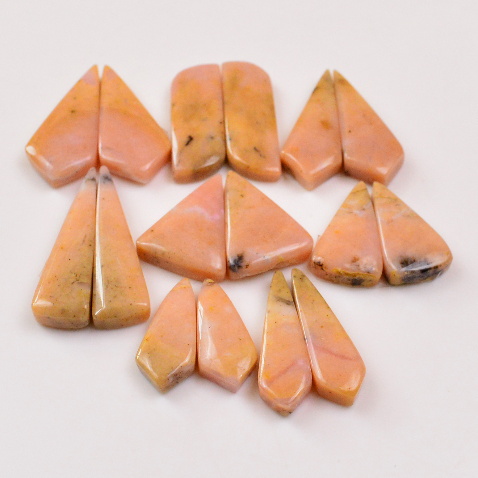 8 Pairs 167Cts Natural Pink Opal Pairs Wholesale Lot Cabochon Loose Gemstone For Jewelry Mixed Shapes 35x19 23x10mm 19370