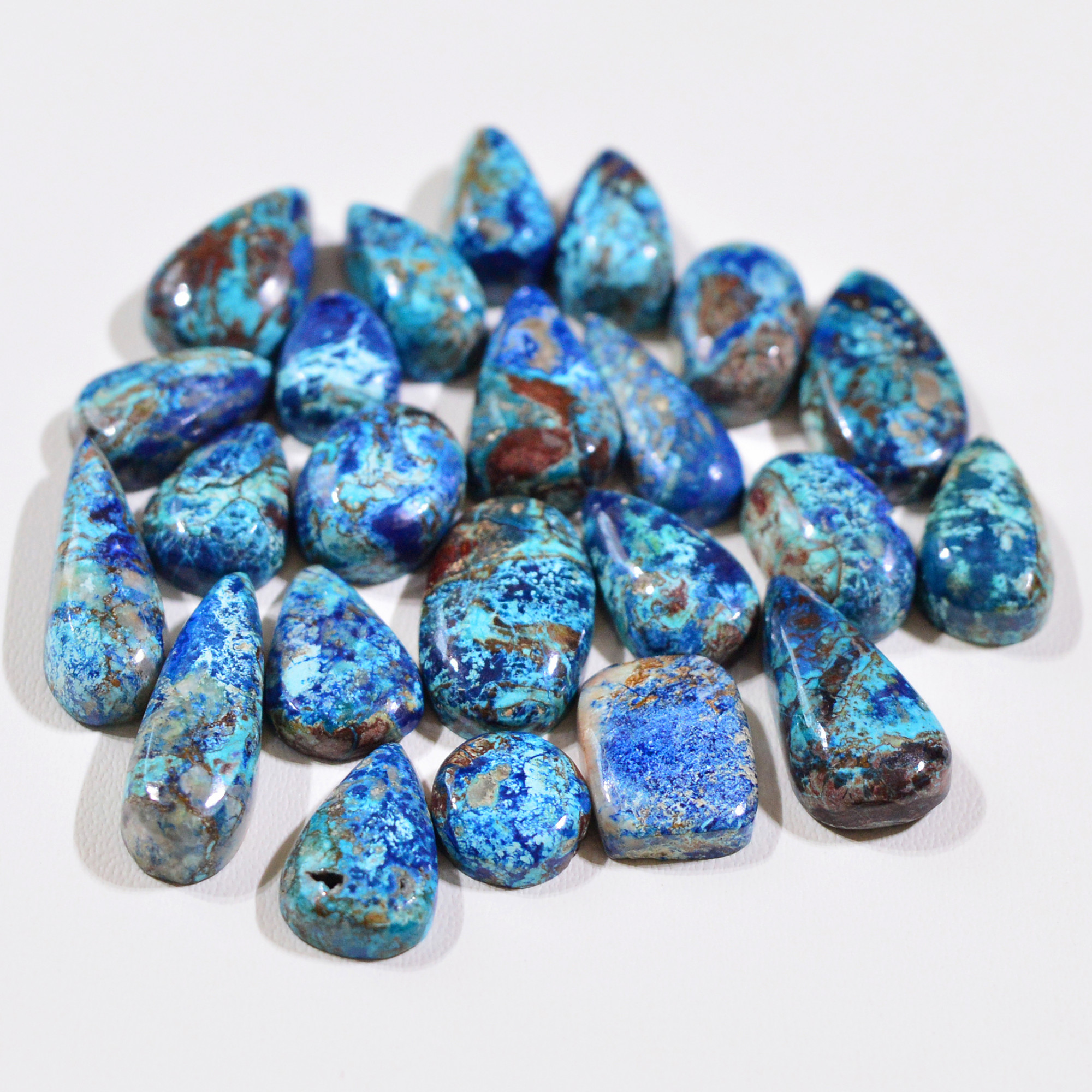 23 Pcs 72Cts Natural Azurite Shattuckite Gemstone Cabochon Lot Mixed Shape Stones Wholesale Jewelry Making Supply 17x7 8x8mm 19373