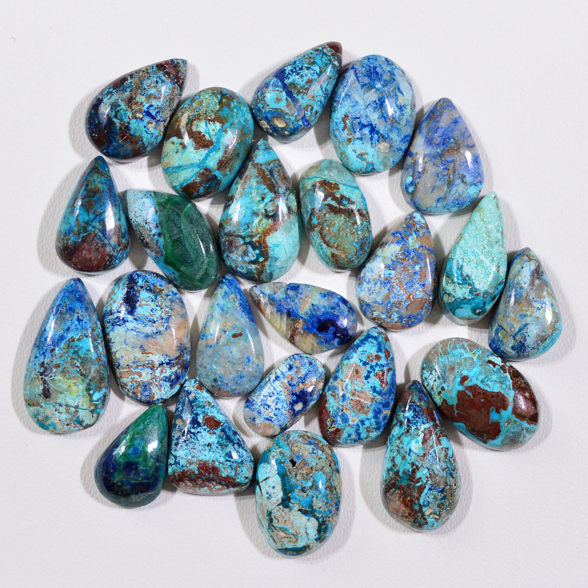 23 Pcs 65Cts Natural Azurite Shattuckite Gemstone Cabochon Lot Mixed Shape Stones Wholesale Jewelry Making Supply 15x8 5x9mm 19381