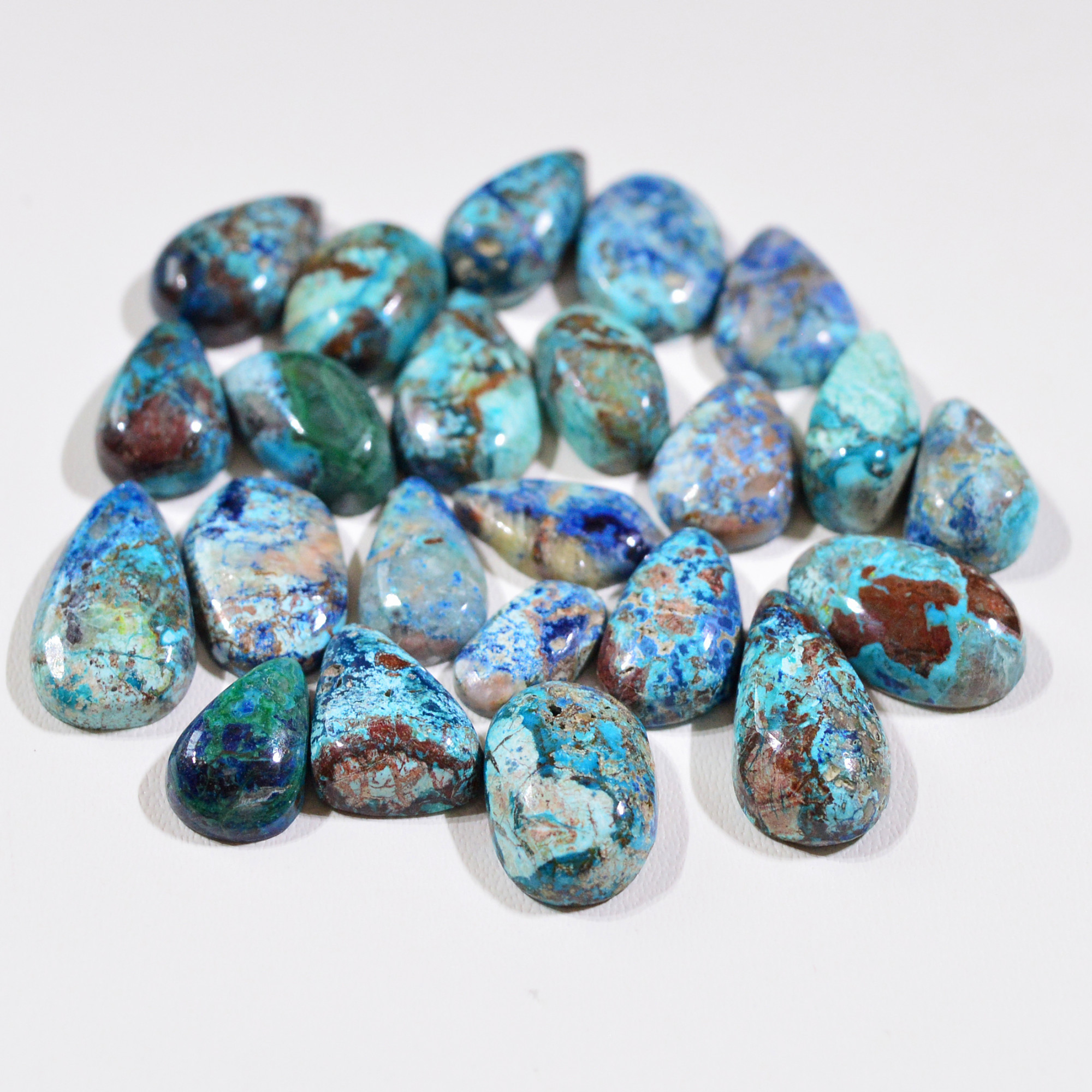 23 Pcs 65Cts Natural Azurite Shattuckite Gemstone Cabochon Lot Mixed Shape Stones Wholesale Jewelry Making Supply 15x8 5x9mm 19381