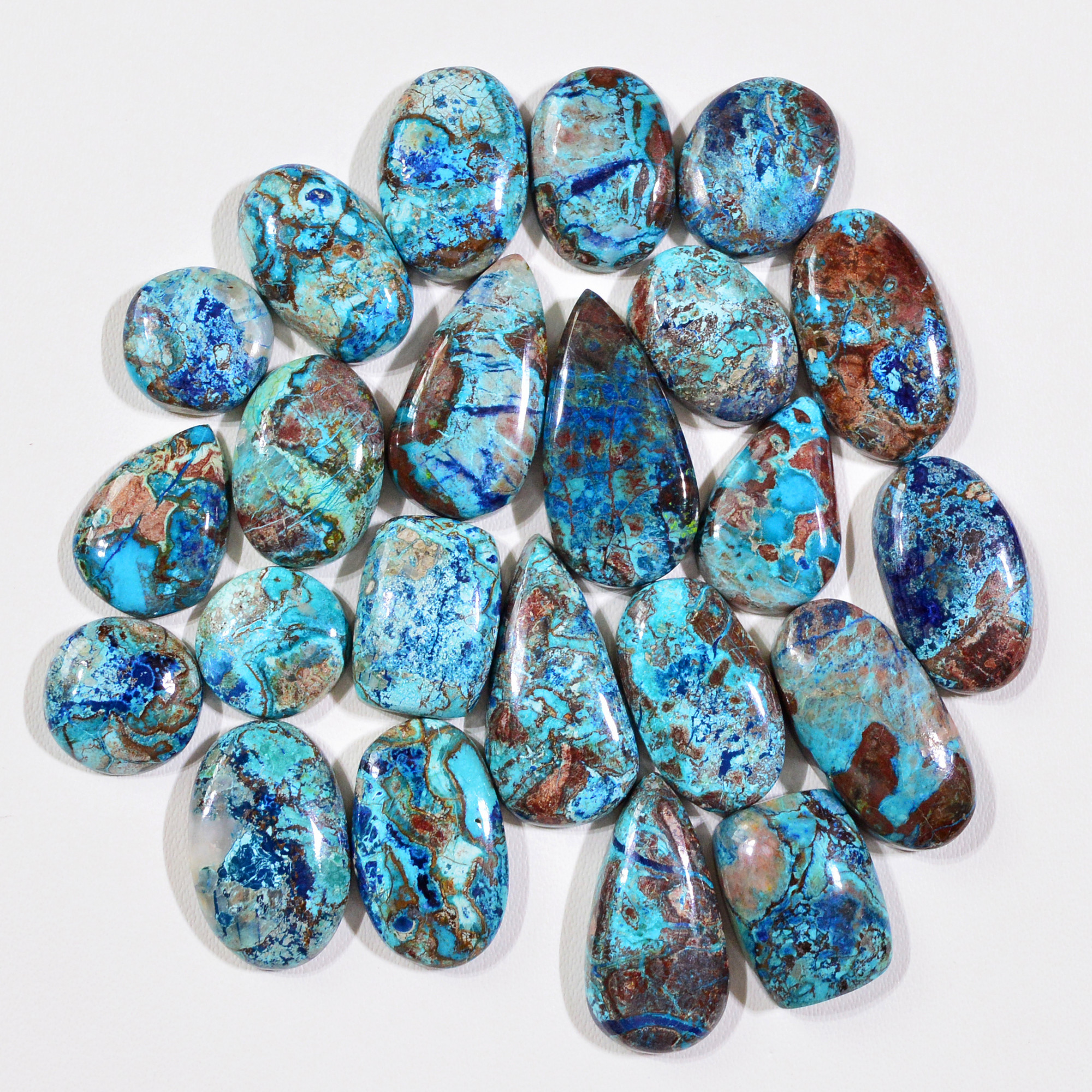 23 Pcs 161Cts Natural Azurite Shattuckite Gemstone Cabochon Lot Mixed Shape Stones Wholesale Jewelry Making Supply 23x11 11x11mm 19385