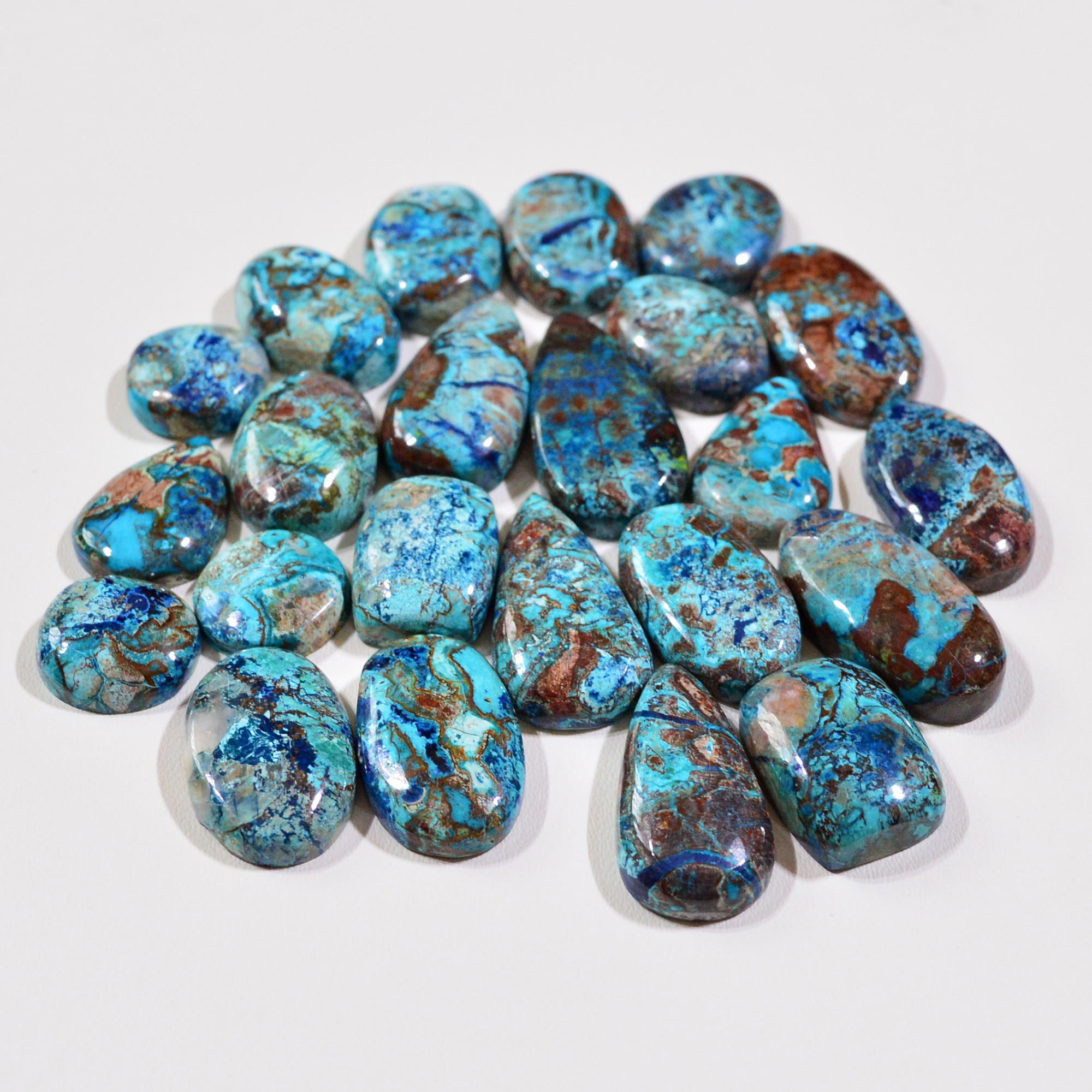 23 Pcs 161Cts Natural Azurite Shattuckite Gemstone Cabochon Lot Mixed Shape Stones Wholesale Jewelry Making Supply 23x11 11x11mm 19385