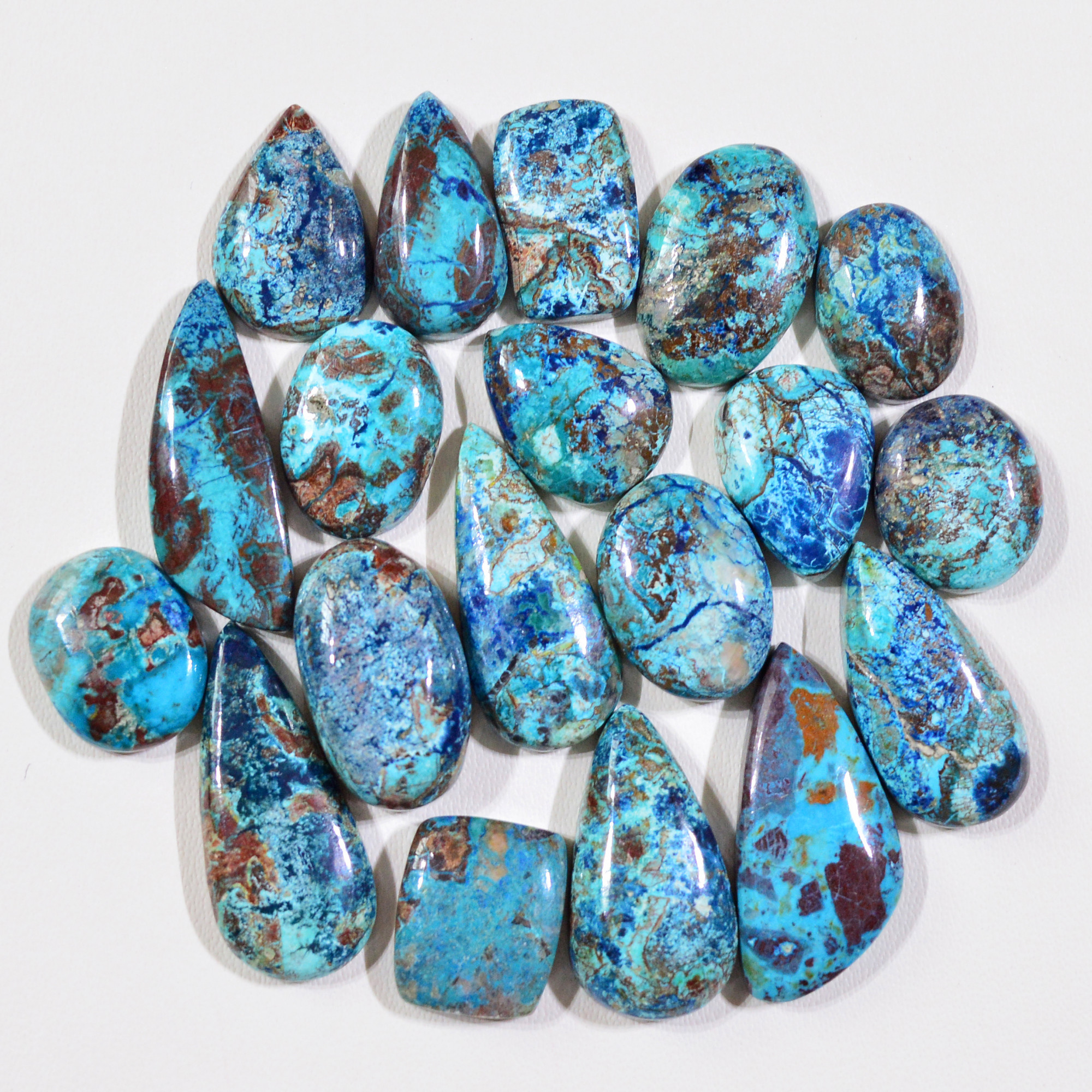 19 Pcs 102Cts Natural Azurite Shattuckite Gemstone Cabochon Lot Mixed Shape Stones Wholesale Jewelry Making Supply 23x10 13x9 mm 19386