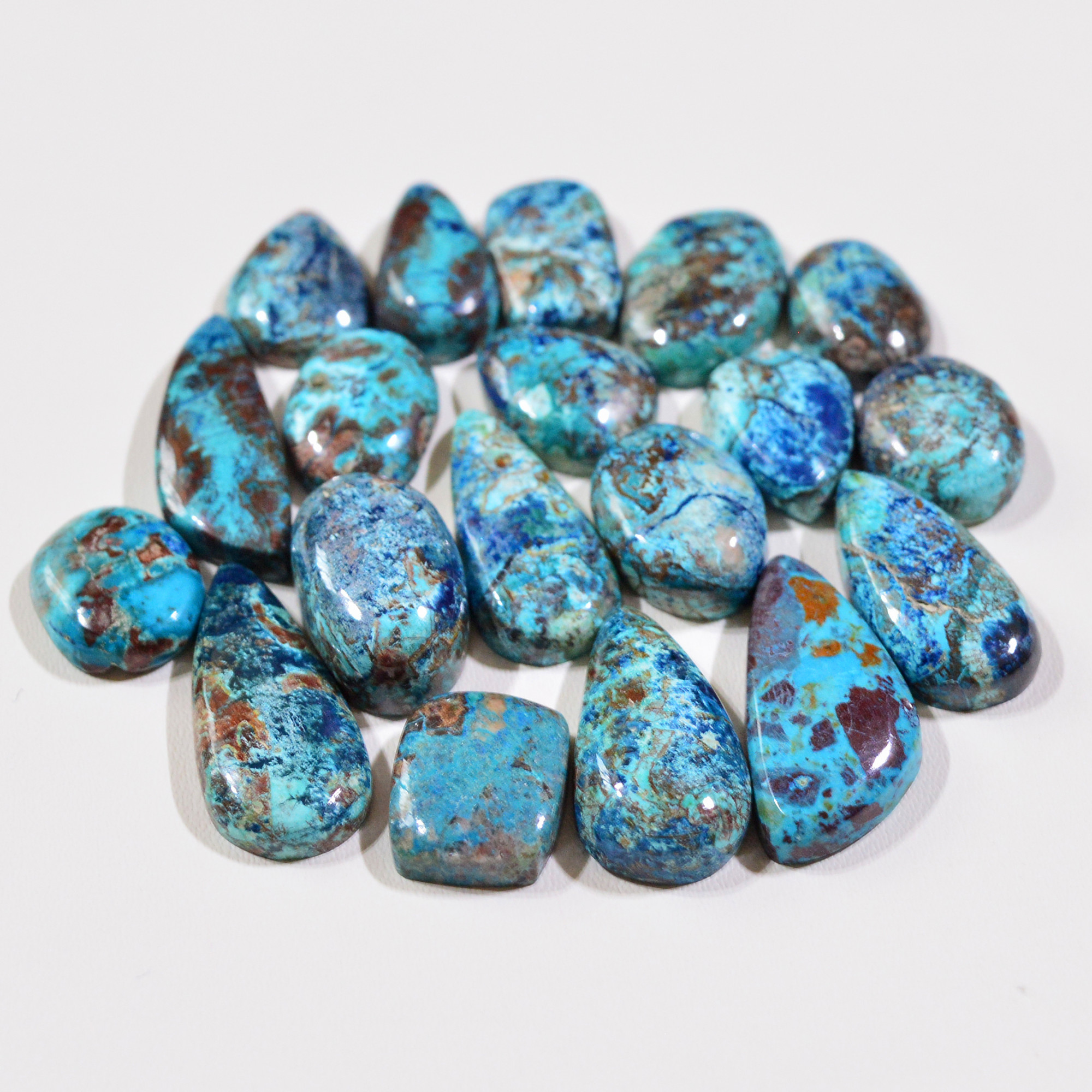 19 Pcs 102Cts Natural Azurite Shattuckite Gemstone Cabochon Lot Mixed Shape Stones Wholesale Jewelry Making Supply 23x10 13x9 mm 19386