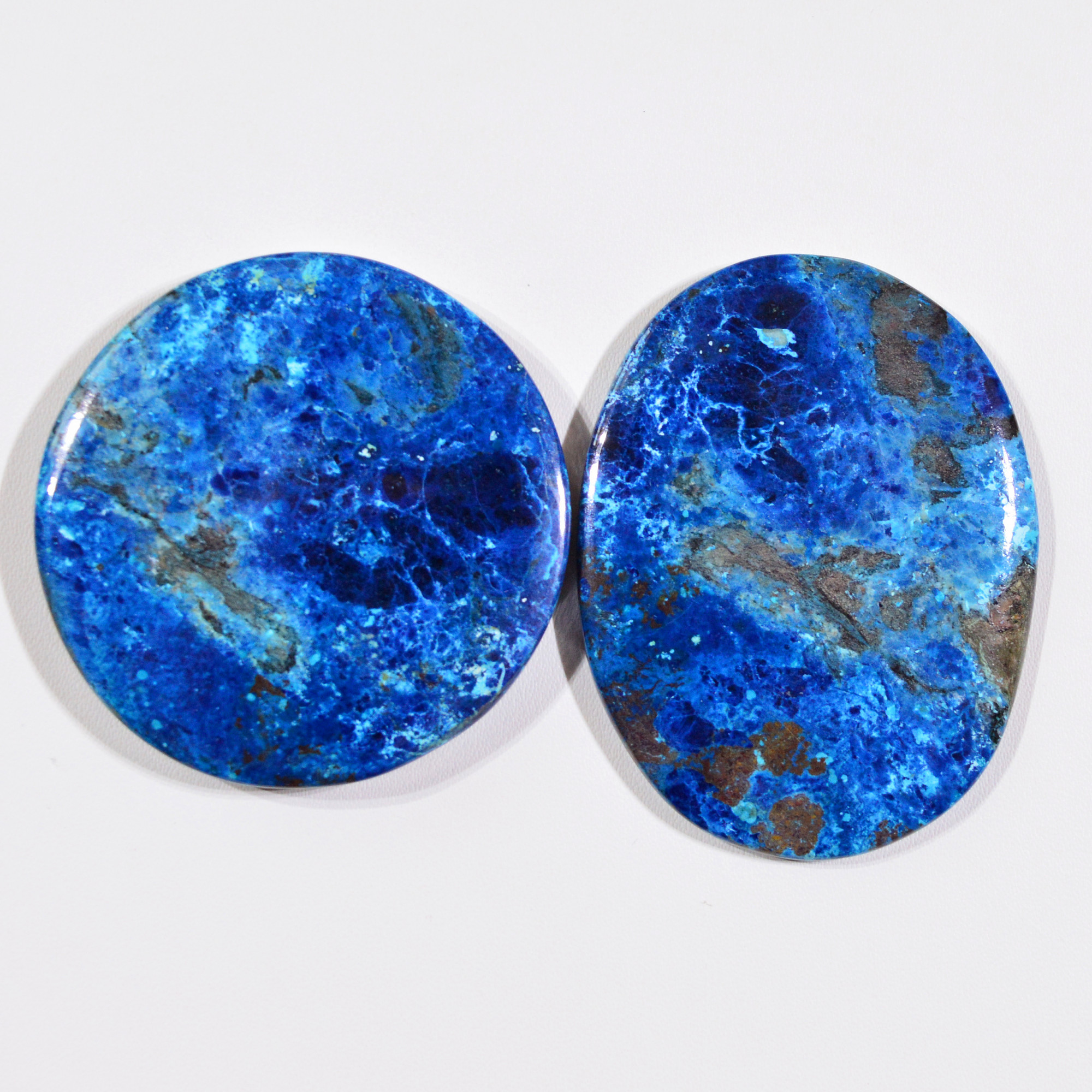 2 Pcs 302Cts Natural Azurite Shattuckite Gemstone Cabochon Lot Mixed Shape Stones Wholesale Jewelry Making Supply 55x43 48x48mm 19397