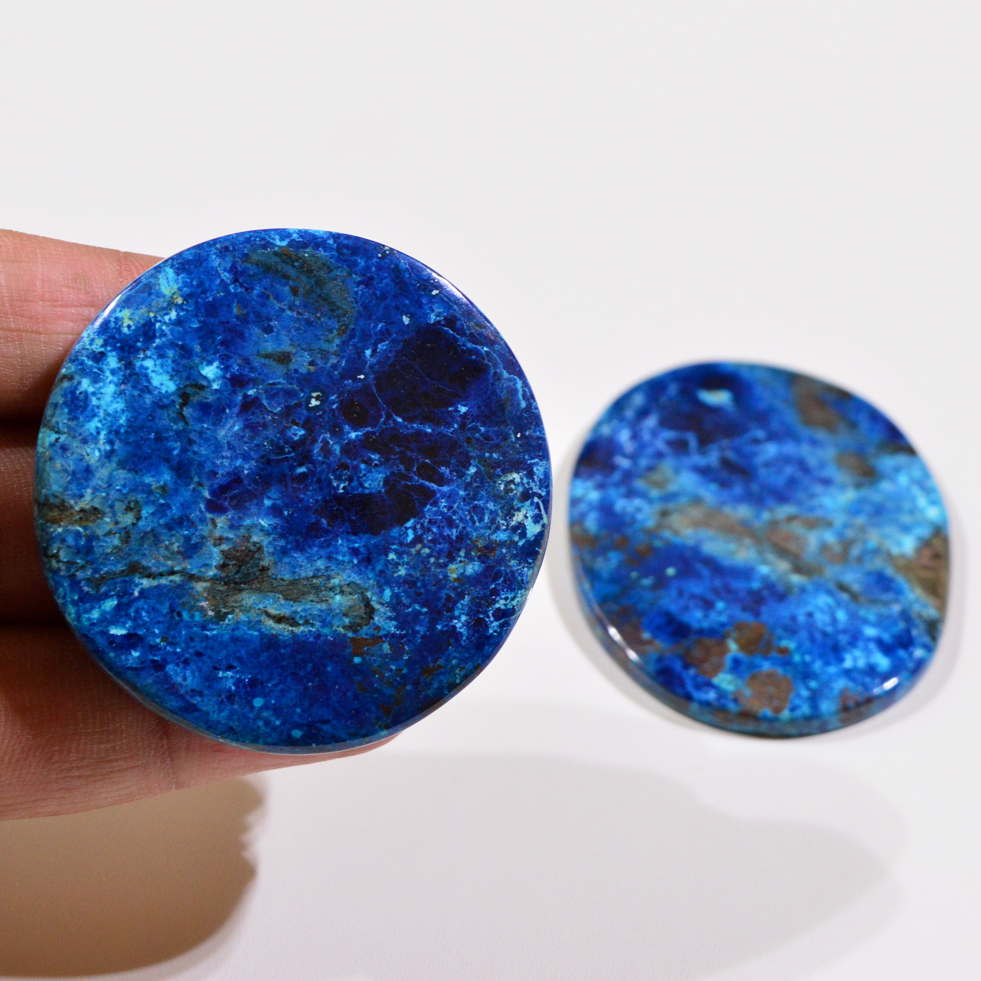 2 Pcs 302Cts Natural Azurite Shattuckite Gemstone Cabochon Lot Mixed Shape Stones Wholesale Jewelry Making Supply 55x43 48x48mm 19397
