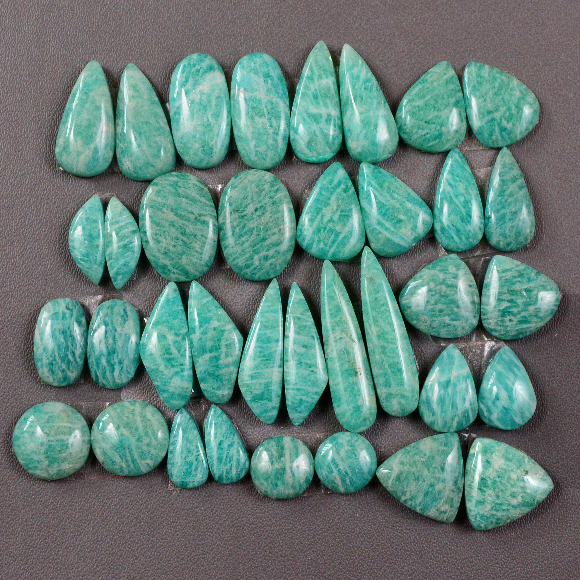 18 Pair 135Cts Natural Amazonite Cabochons Pair Gemstone Lot Mixed Shape Stones Wholesale Jewelry Making Supply 22x3 5x5mm 19406