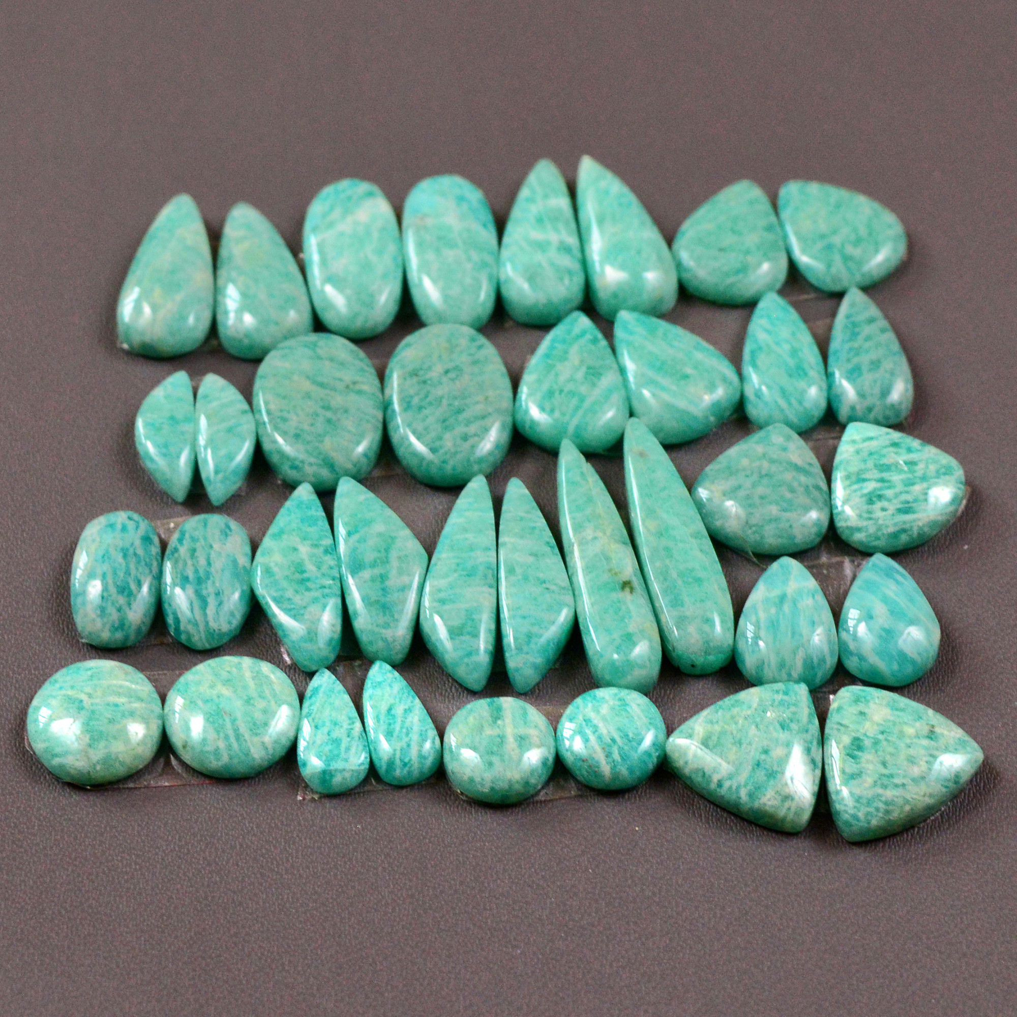 18 Pair 135Cts Natural Amazonite Cabochons Pair Gemstone Lot Mixed Shape Stones Wholesale Jewelry Making Supply 22x3 5x5mm 19406